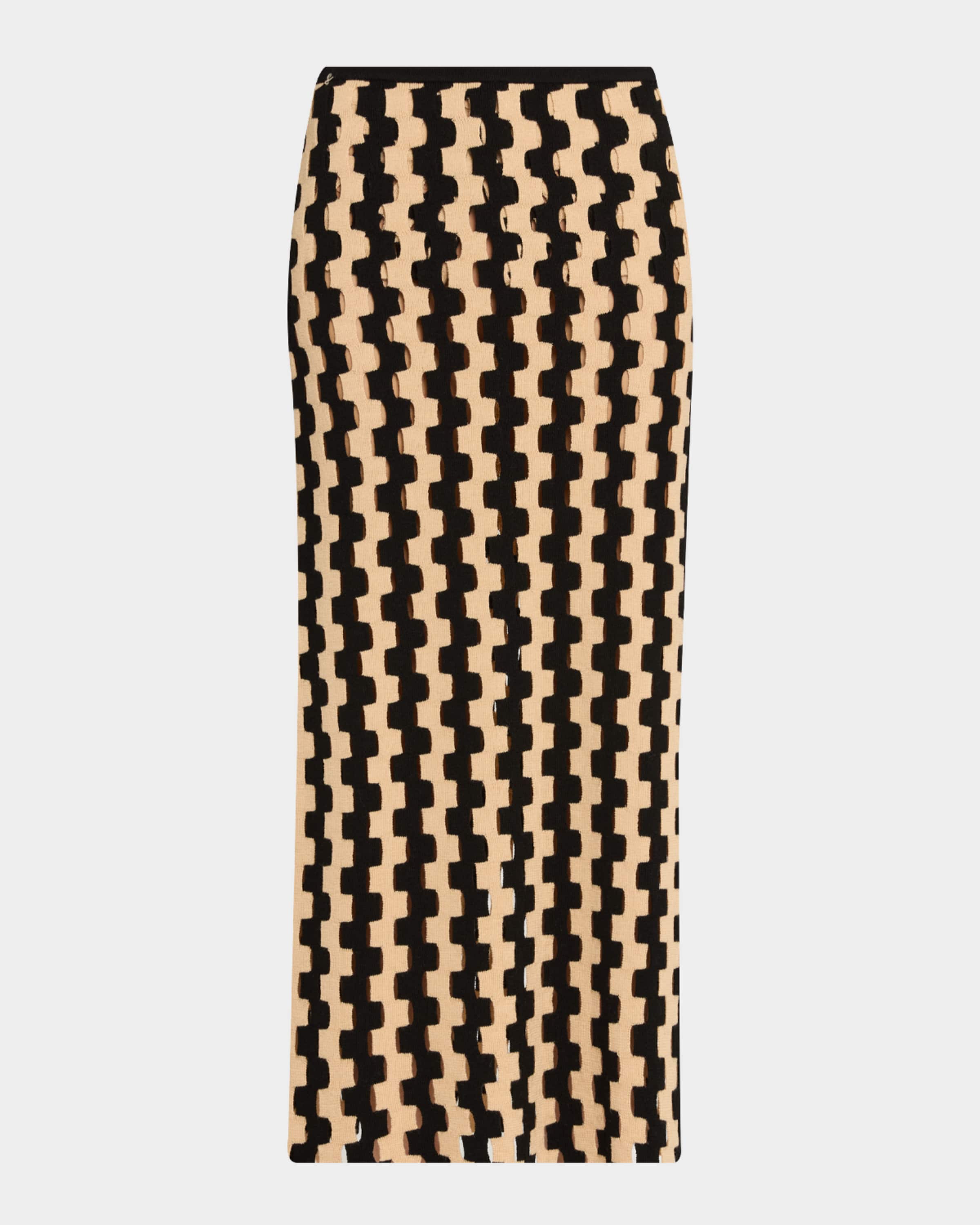 ZANKOV Marshall Zigzag Open-Knit Midi Skirt | Neiman Marcus