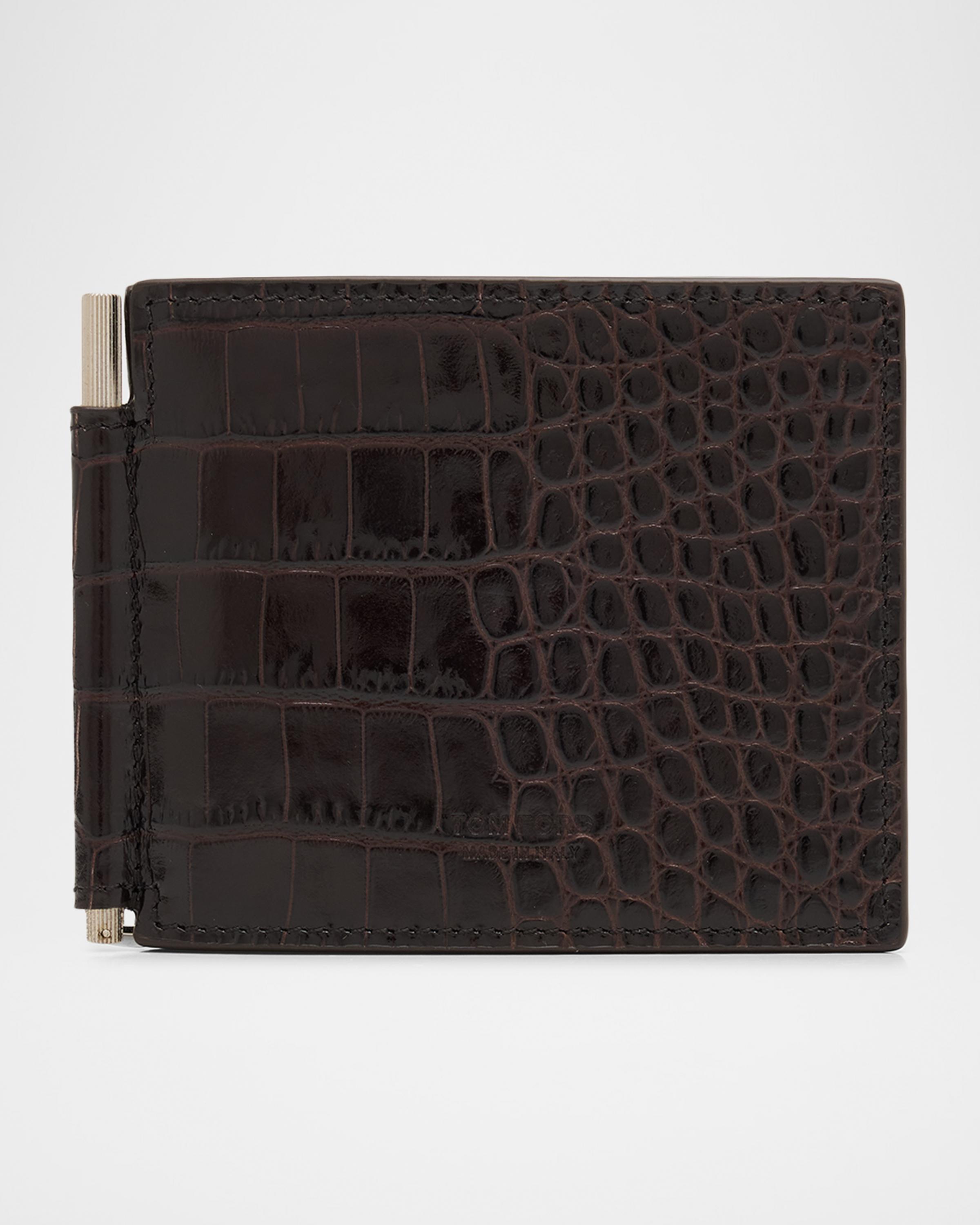 TOM FORD Men's Exotic Line Croc-Effect Money Clip Wallet | Neiman