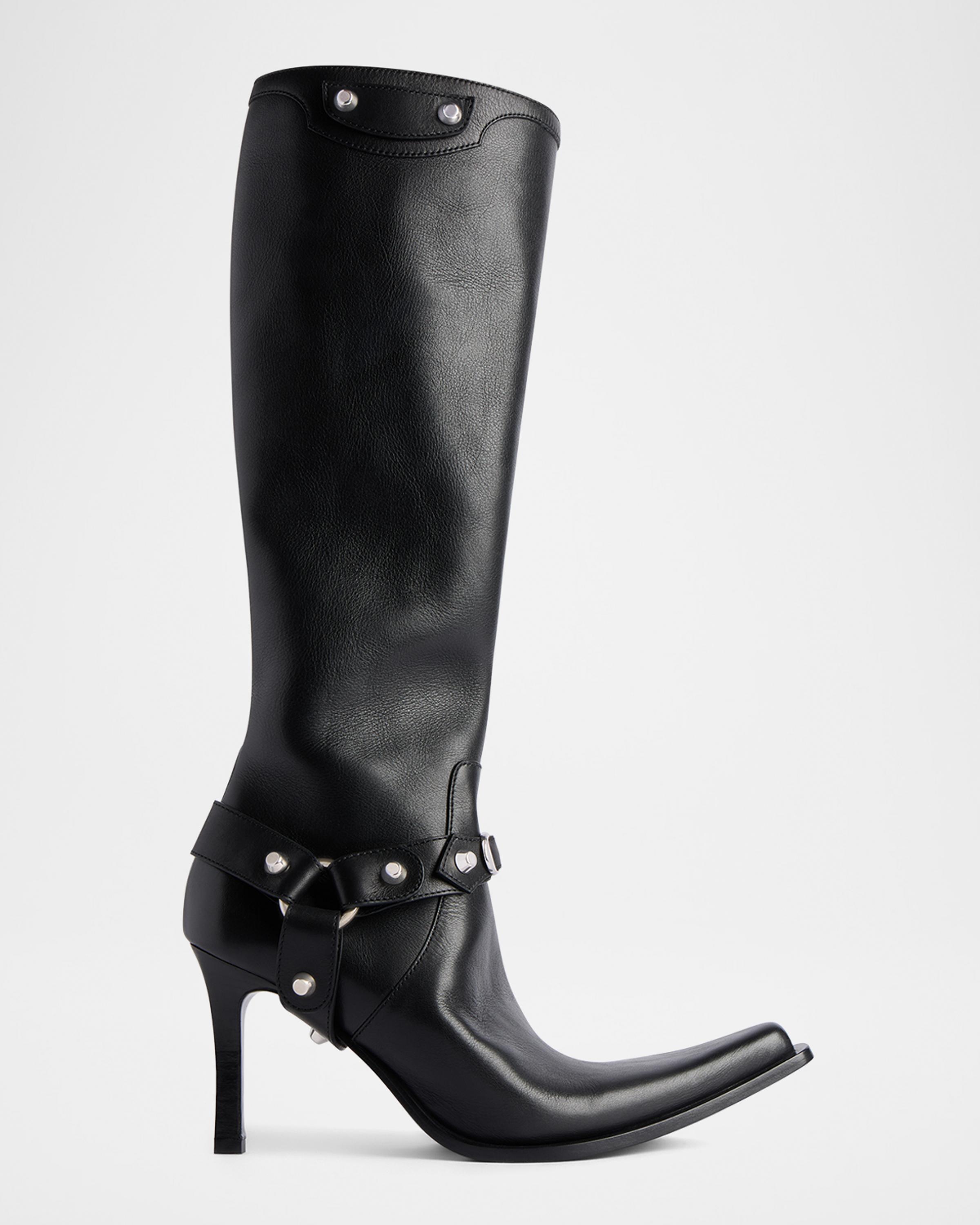 Balenciaga City Harness Leather Knee-High Boots | Neiman Marcus