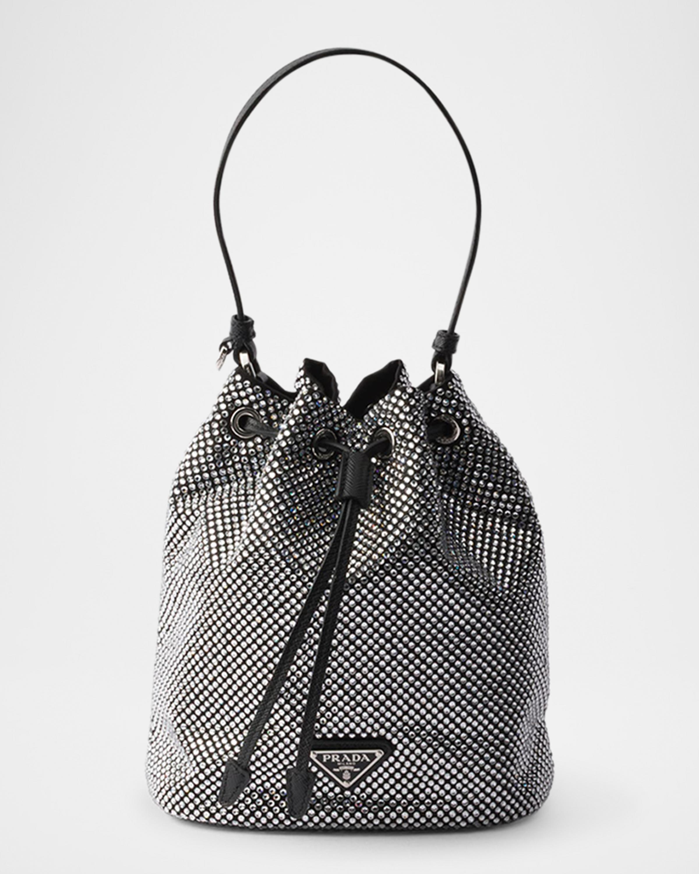 PRADA サテンビジューバッグ Prada Mini Crystal-Studded Bucket Bag | Neiman Marcus