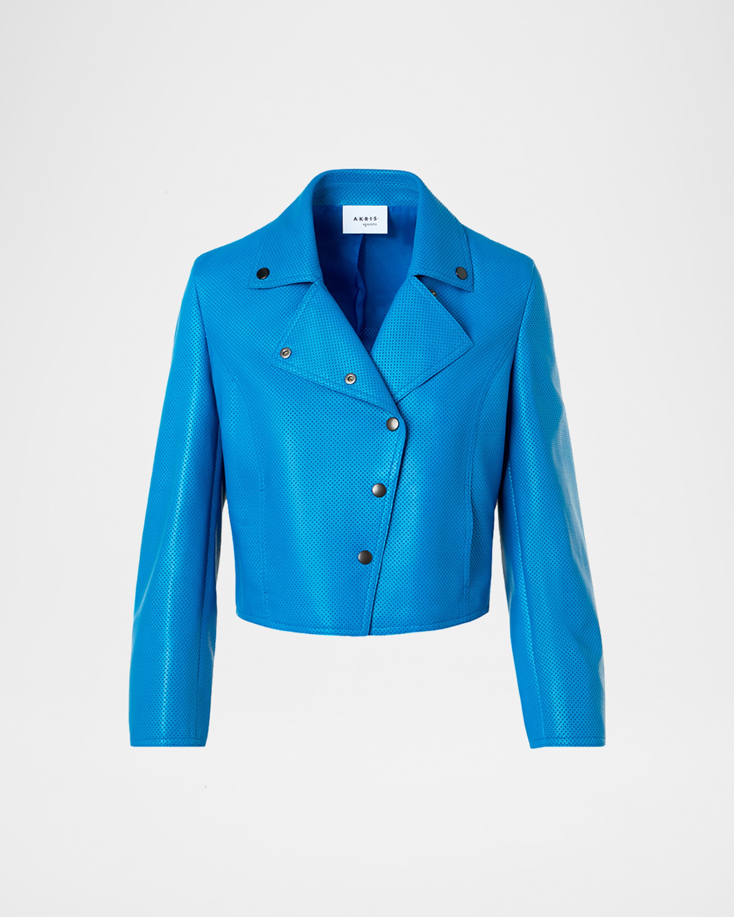 Akris punto Perforated Leather Crop Moto Jacket | Neiman Marcus