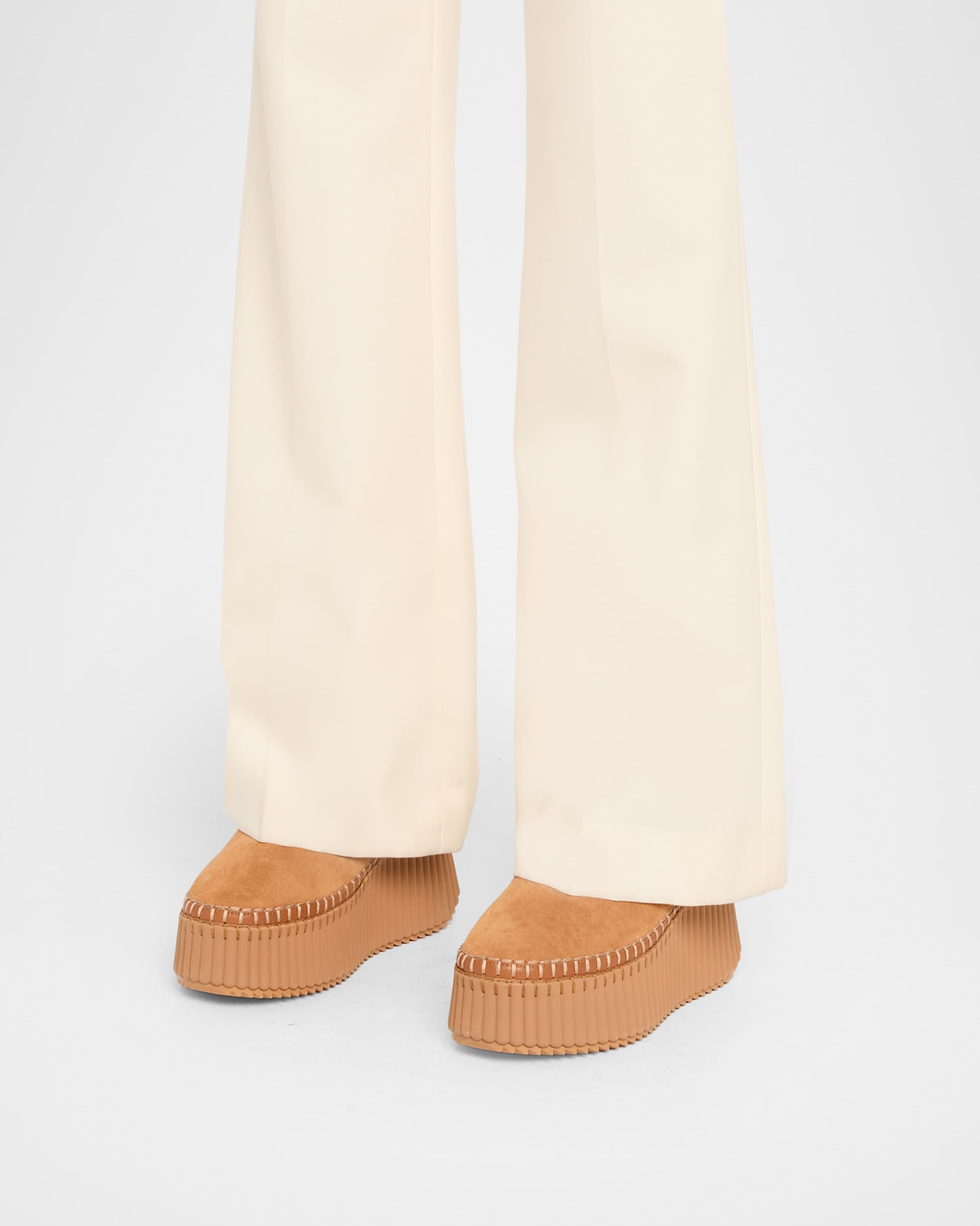 Nama Suede Shearling-Lined Platform Clogs