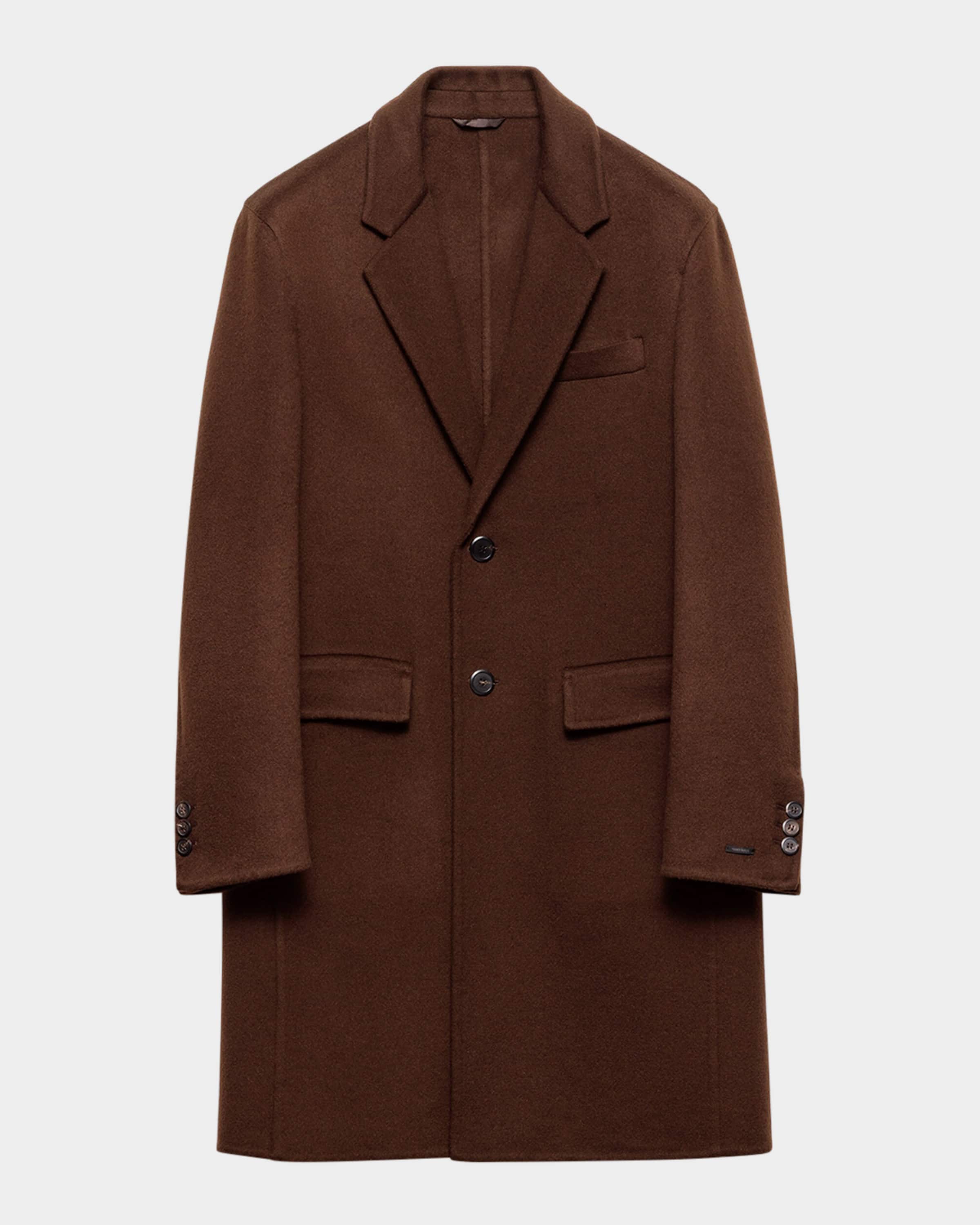 コート PRADA LOGO EMBROIDERED SINGLE-BREASTED CASHMERE COAT Prada Men's Single-Breasted Cashmere Coat | Neiman Marcus