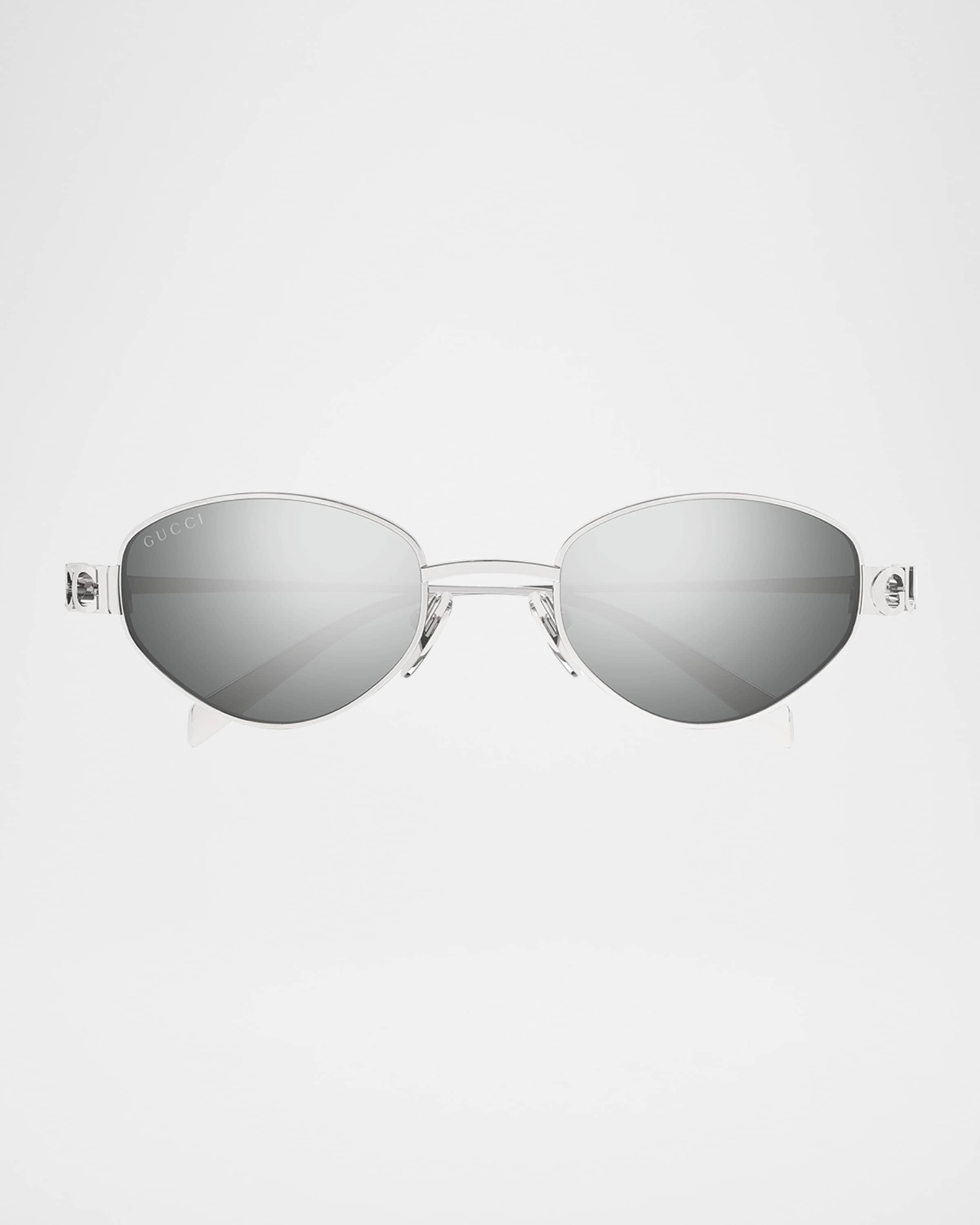 Gucci Block Bending 47mm Oval Metal Sunglasses | Neiman Marcus