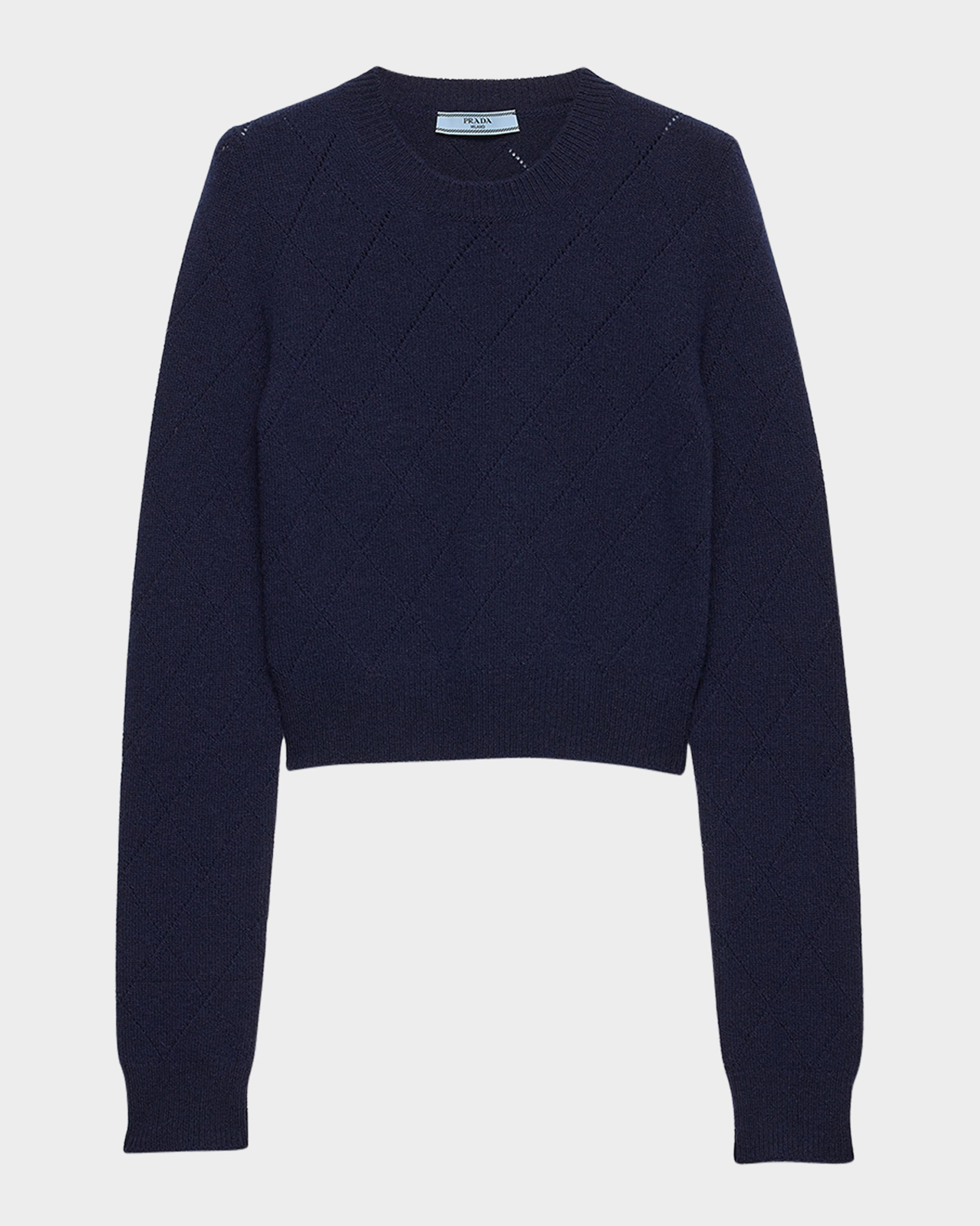 Prada Crewneck Diamond Knit Cashmere Sweater | Neiman Marcus