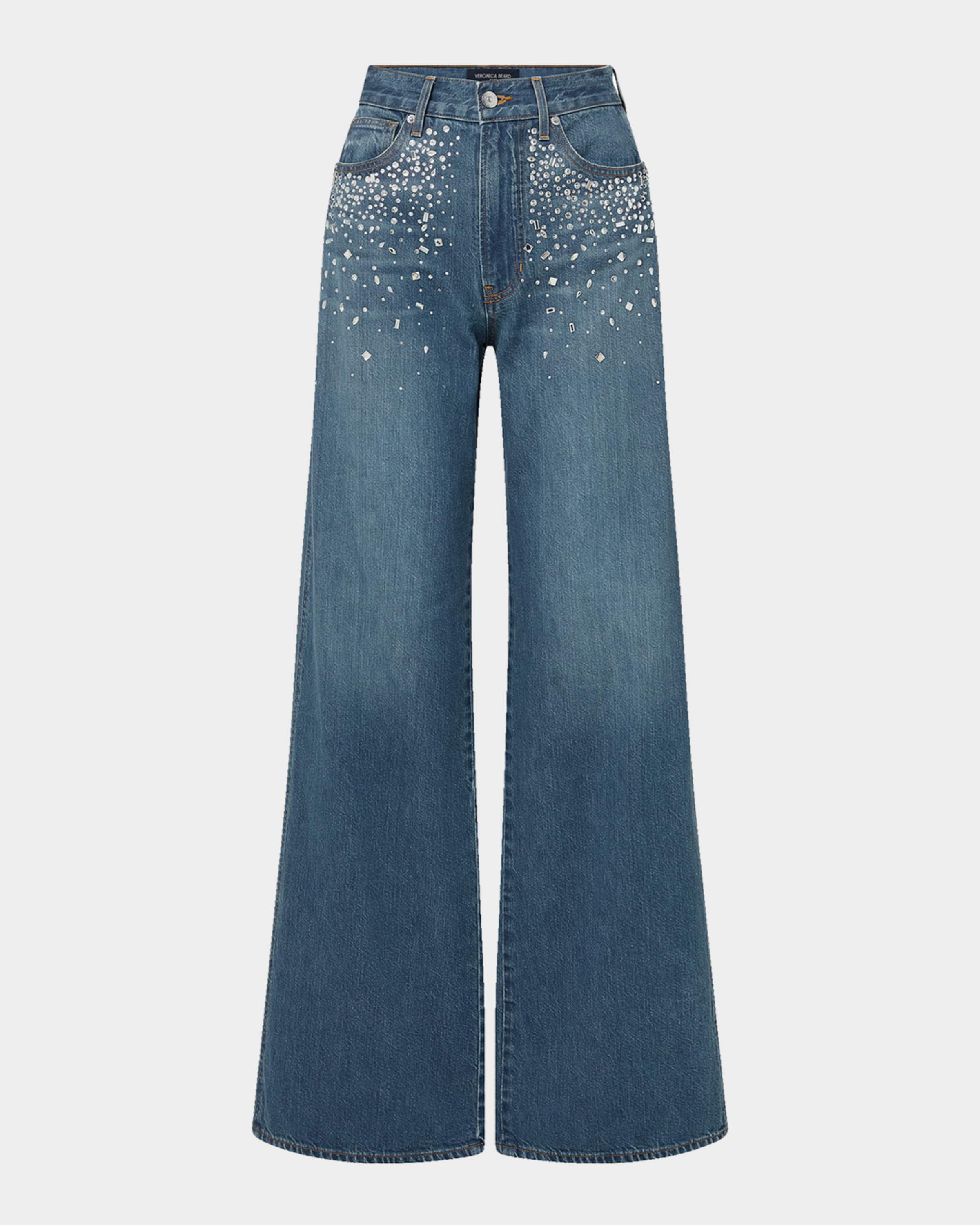Veronica Beard Exclusive Kasey Embellished Wide-Leg Jeans | Neiman