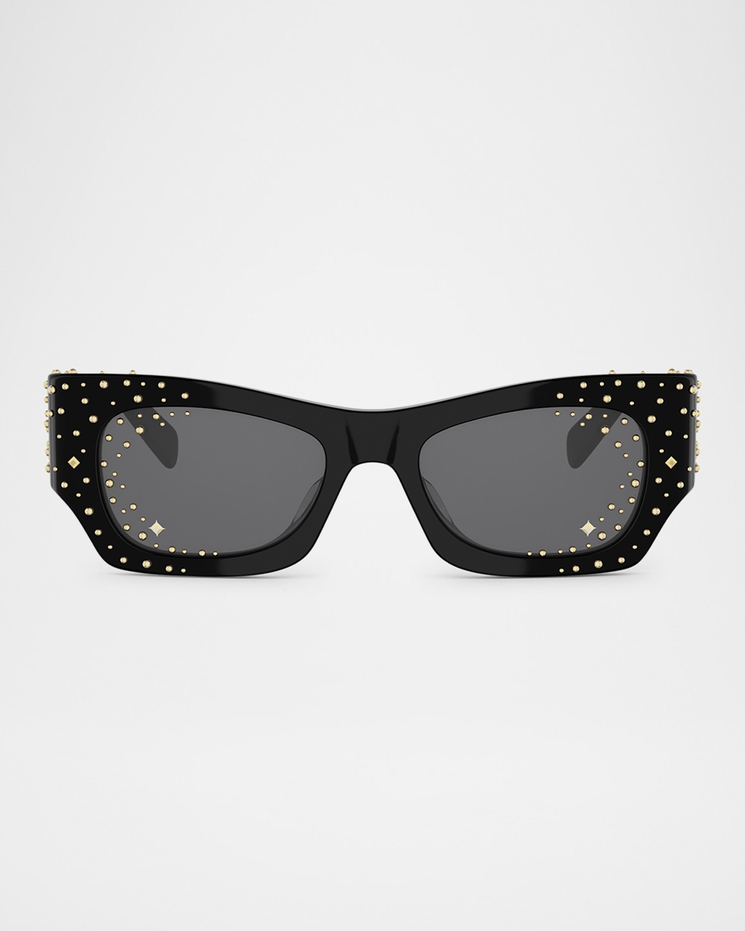 Authentic Celine Black Crystal-Studded Cat-Eye Sunglasses Cat Eye S004 Sunglasses in Acetate with Crystals and Metal  main image 3