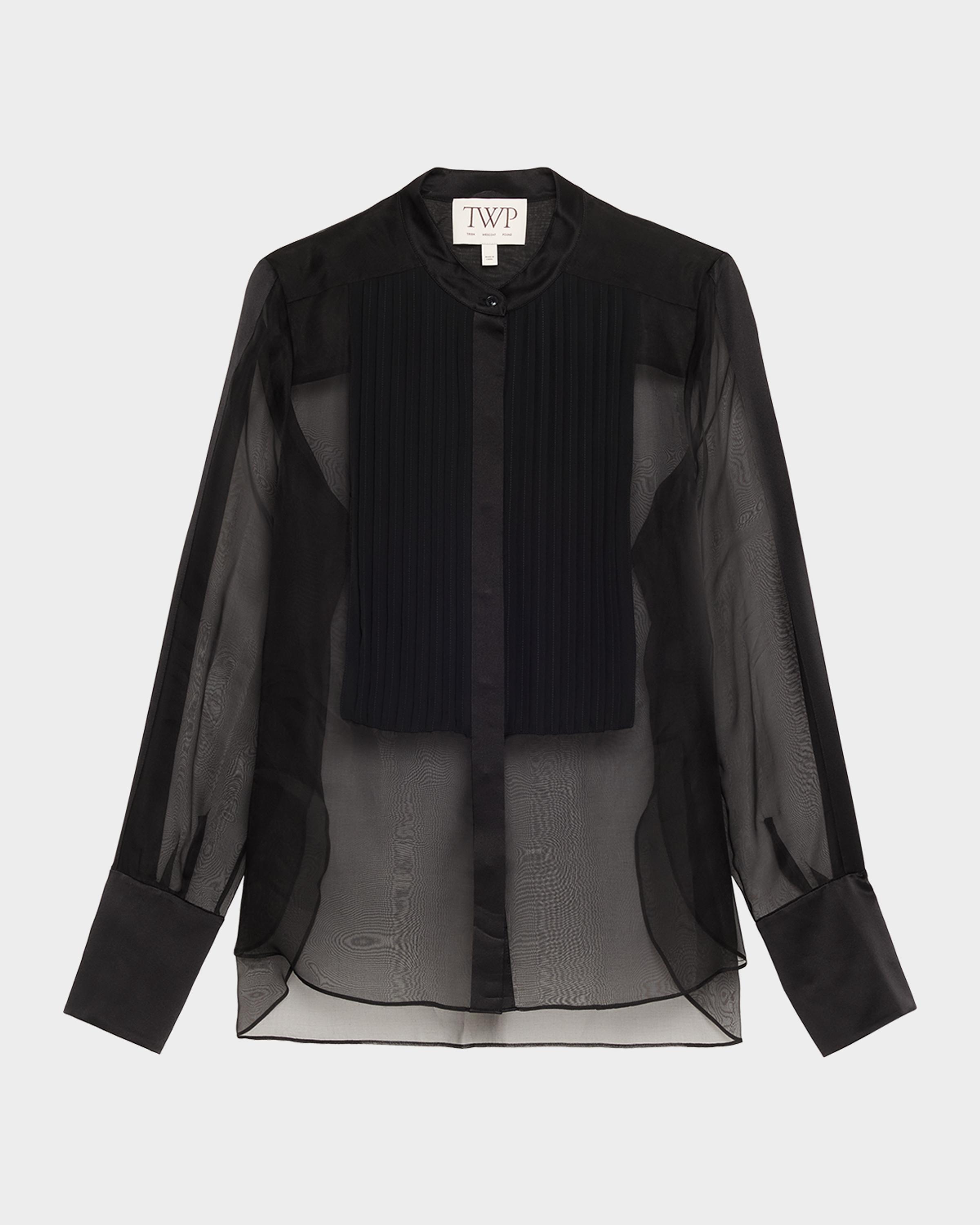 TWP Peyton Sheer Tuxedo Button-Front Shirt | Neiman Marcus