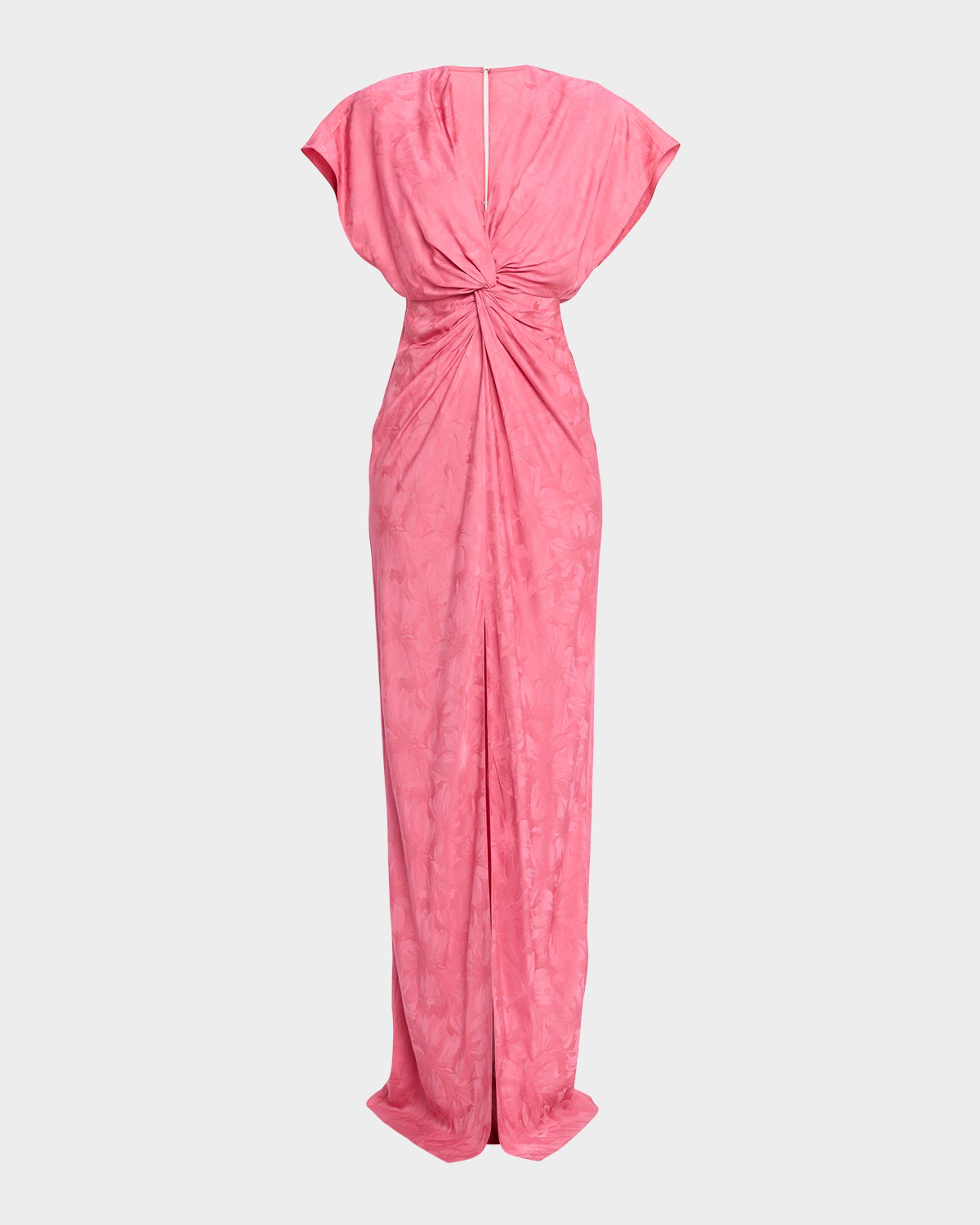 Prabal Gurung Jackie Twisted Floral Satin Jacquard Maxi Dress