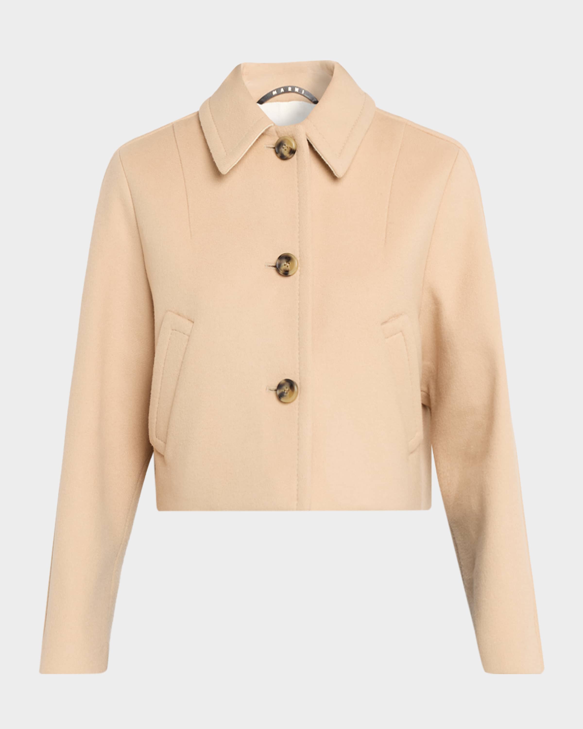 Marni Single-Breasted Wool Cropped Jacket | Neiman Marcus