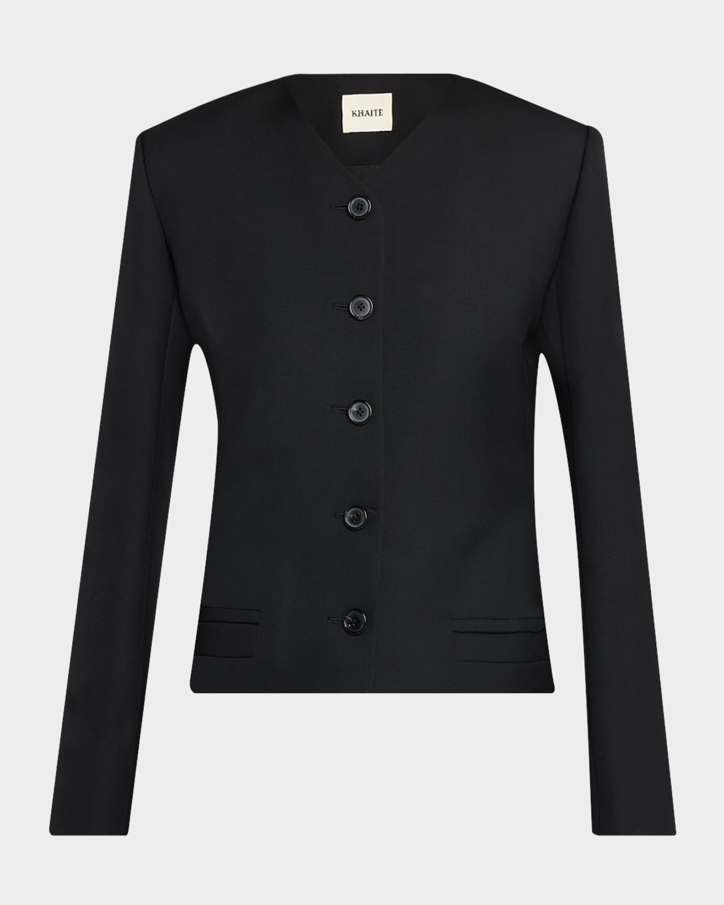Khaite Nara Collarless Single-Breasted Jacket | Neiman Marcus