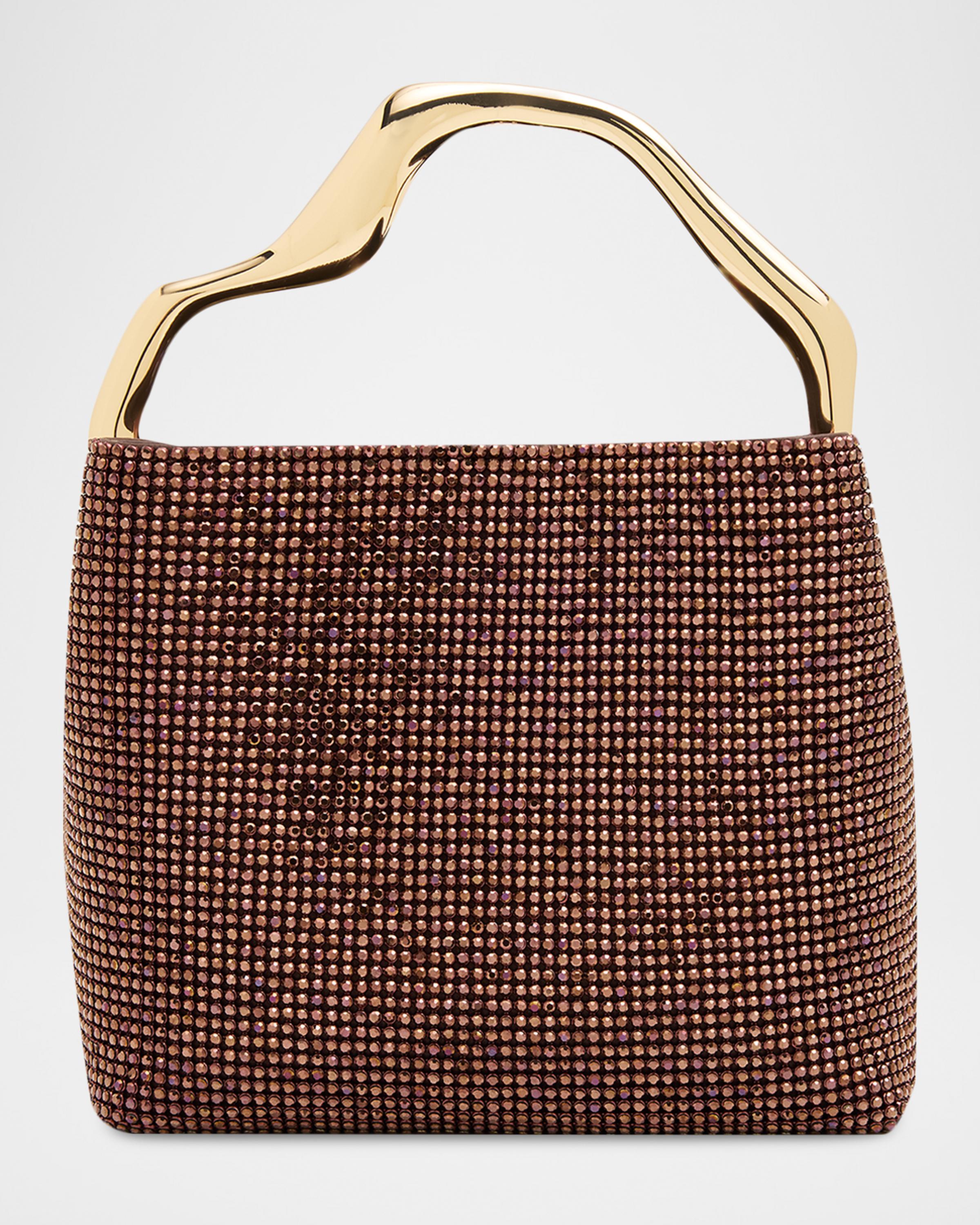 Cult Gaia Solene Mini Rhinestone Sculptural Top-Handle Bag