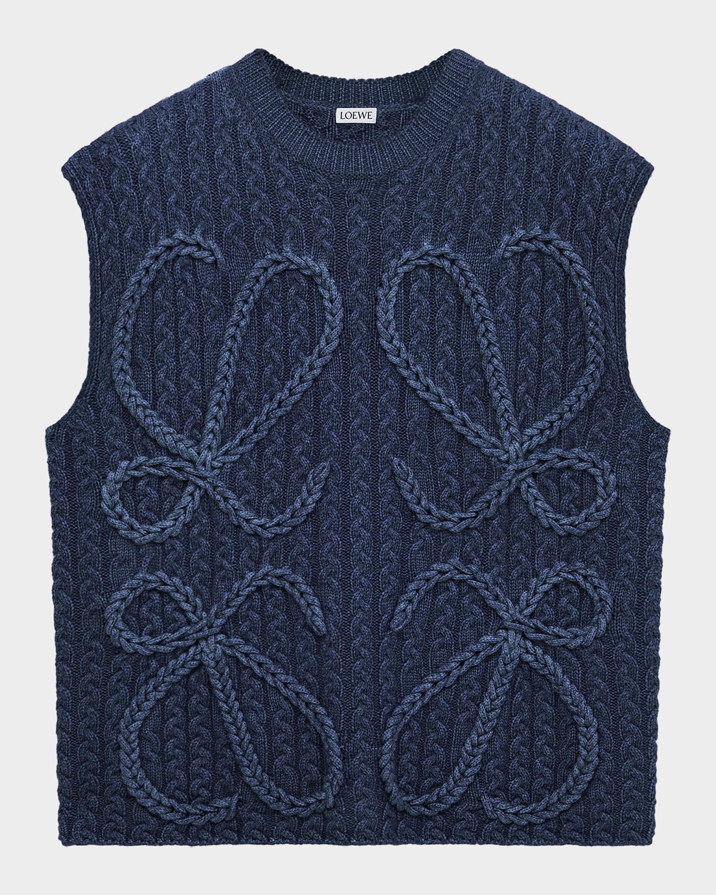 LOEWE Anagram Cable Knit Vest | Neiman Marcus