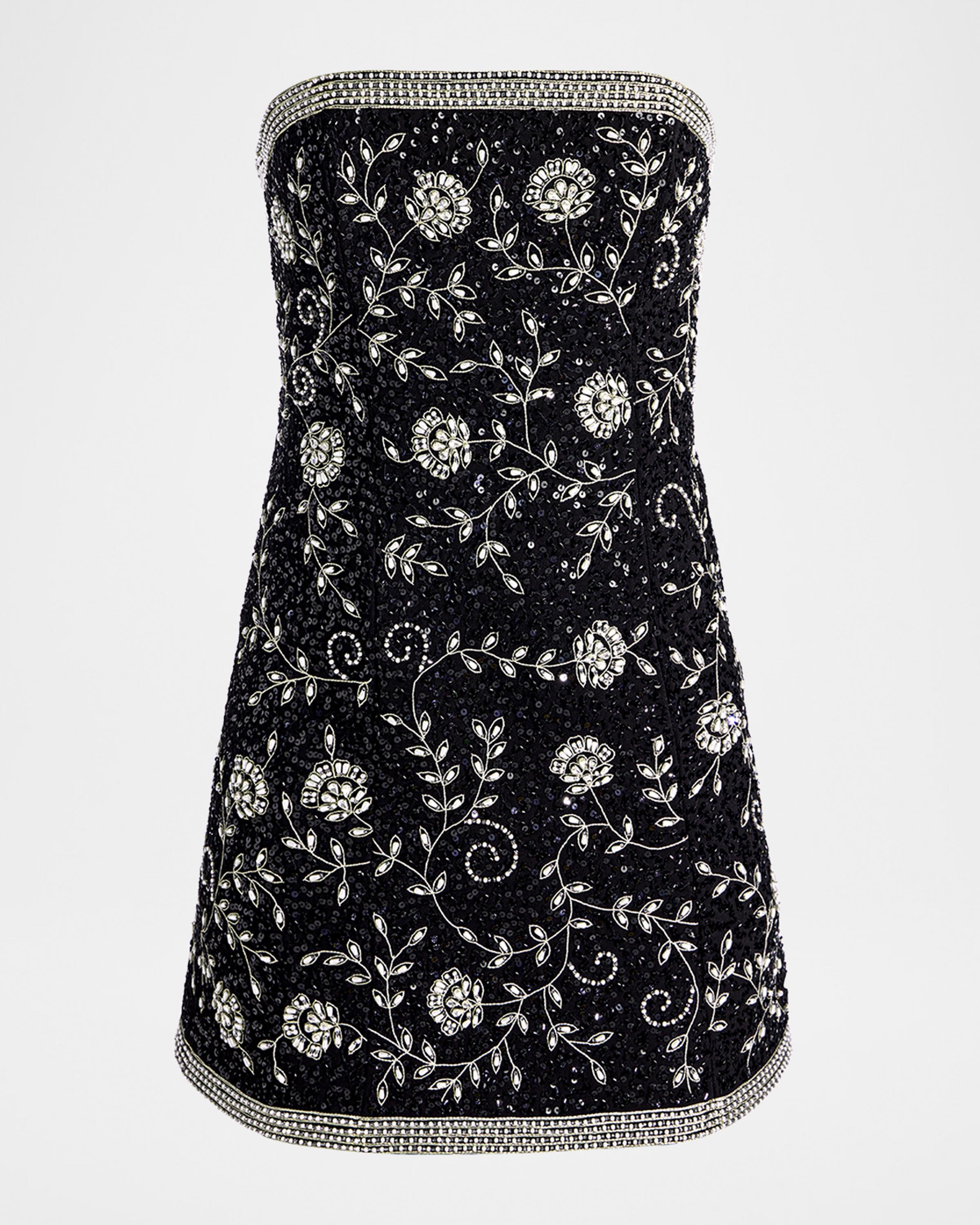 ALICE + OLIVIA Katia Embellished Strapless Mini Dress | Neiman Marcus