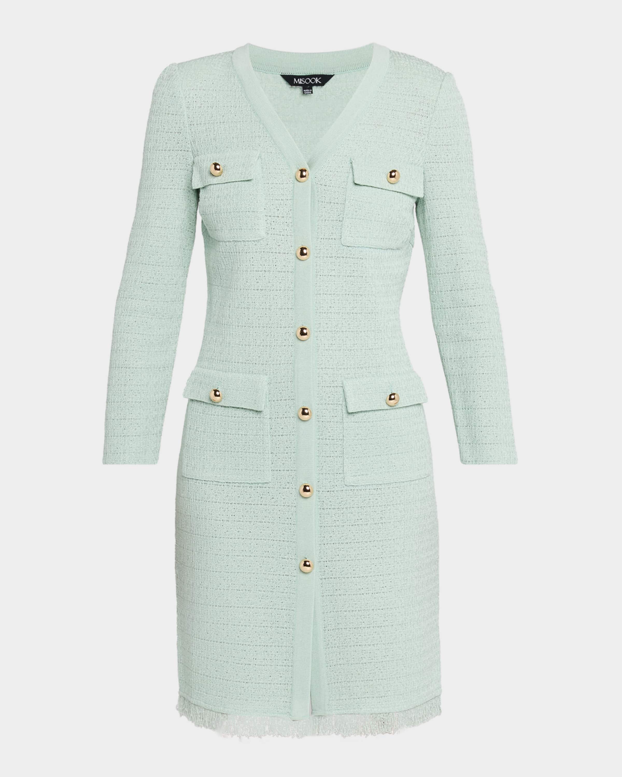 Misook Heritage Tonal Fringe-Trim Knit Jacket | Neiman Marcus