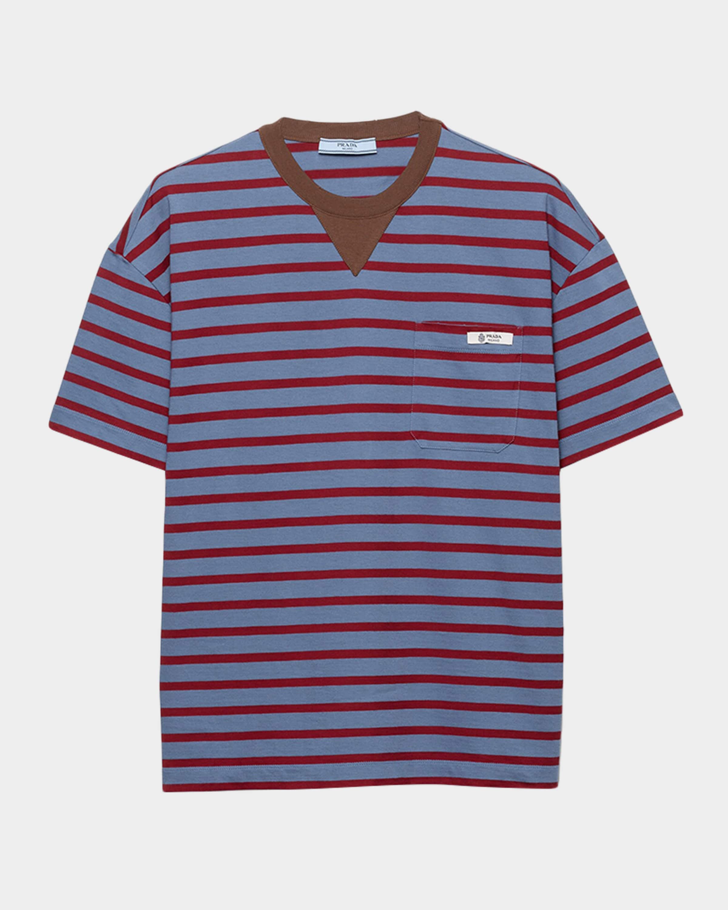 【PRADA】ストライププリントジャージートップ Prada Oversized Striped Jersey T-Shirt | Neiman Marcus