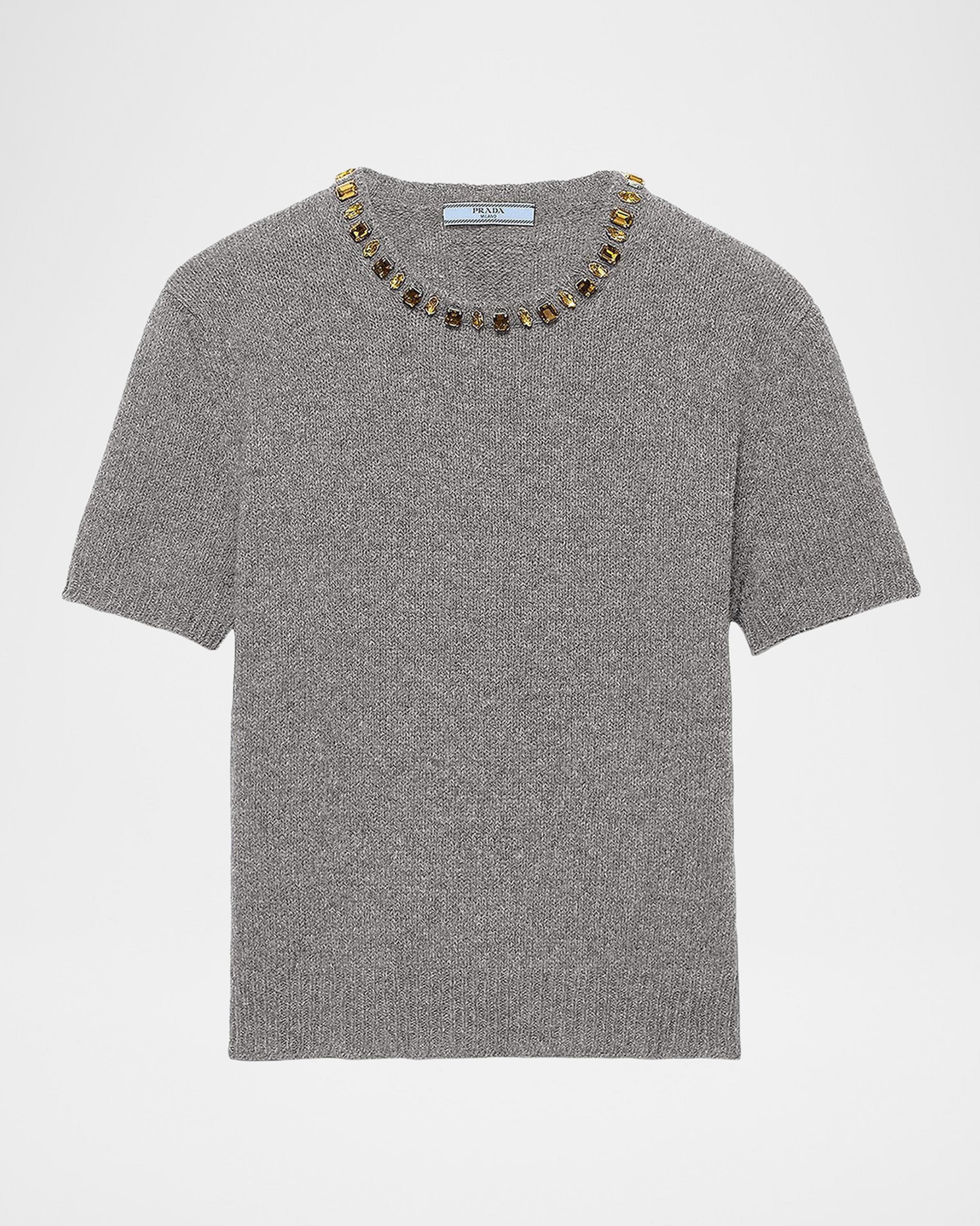 Prada Jewel-Embellished Wool-Cashmere Sweater | Neiman Marcus