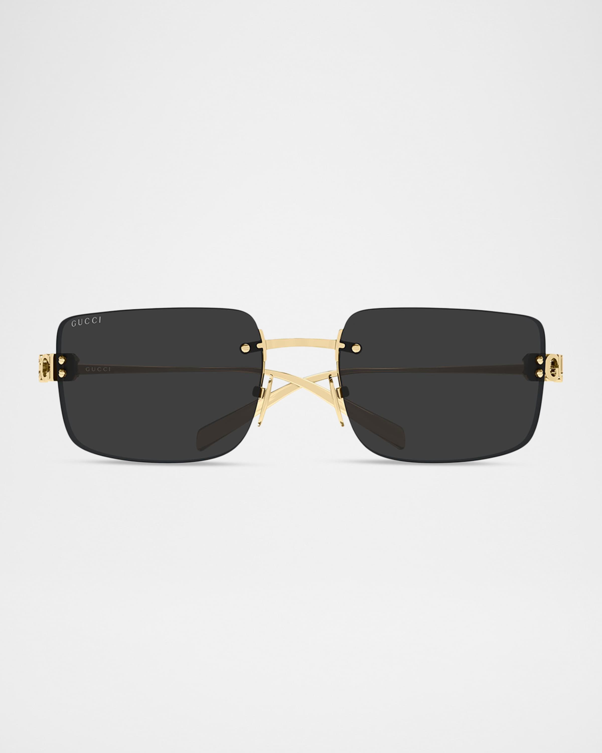 Gucci Logo 61mm Metal Rectangular Sunglasses | Neiman Marcus