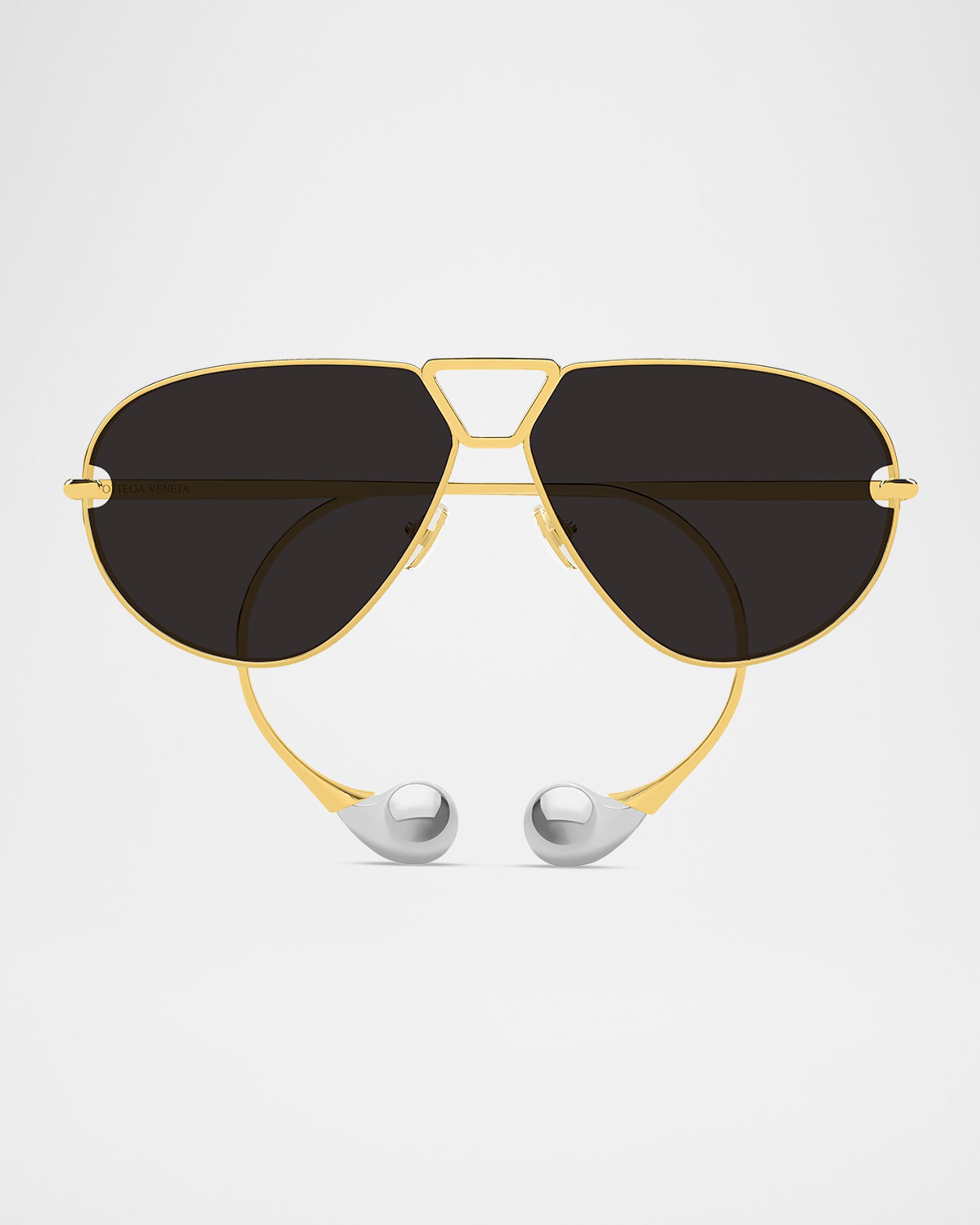 Bottega Veneta Drop 64mm Metal Aviator Sunglasses | Neiman Marcus