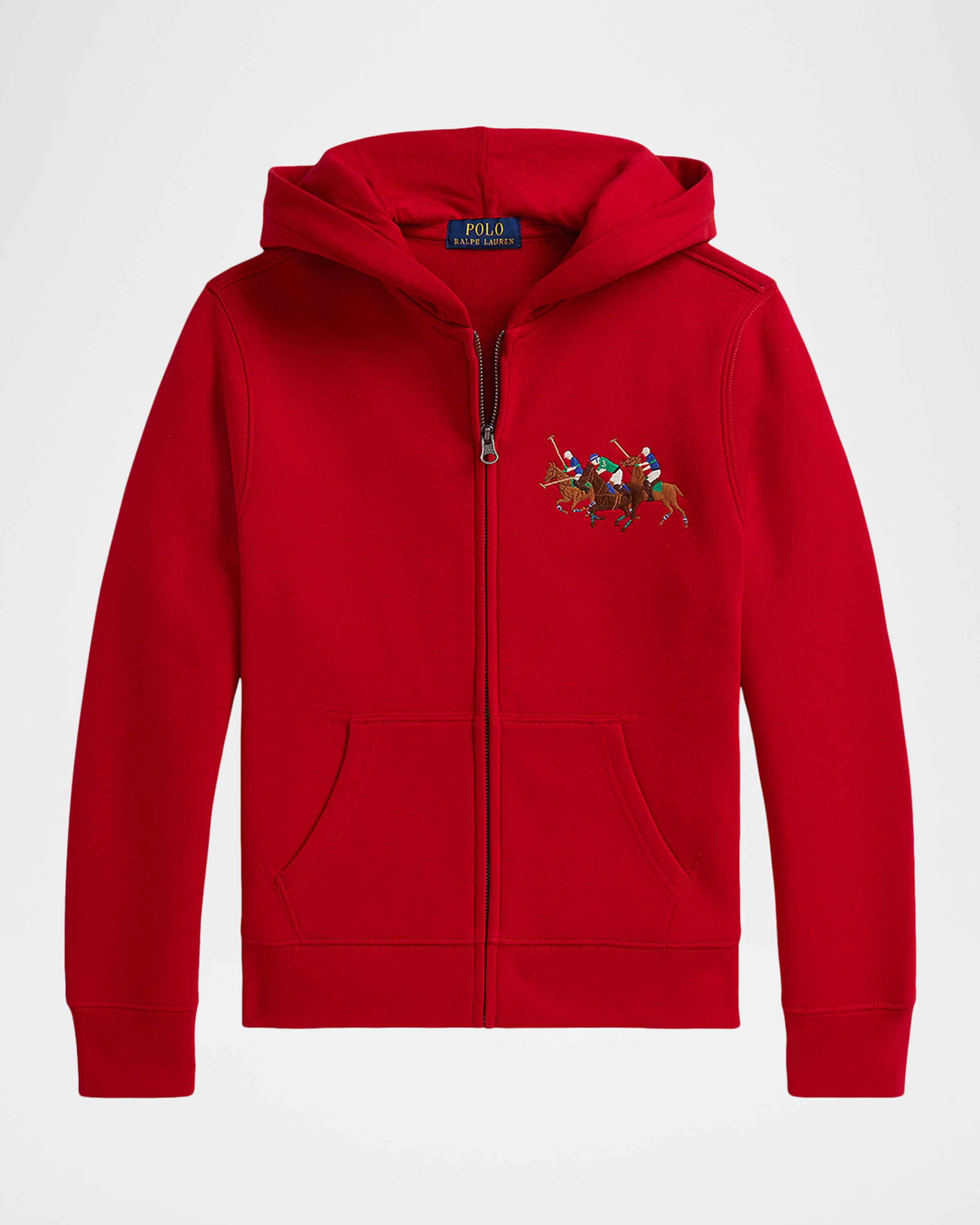 Polo Ralph Lauren Boy's Triple-Pony Fleece Full-Zip Hoodie, Size S