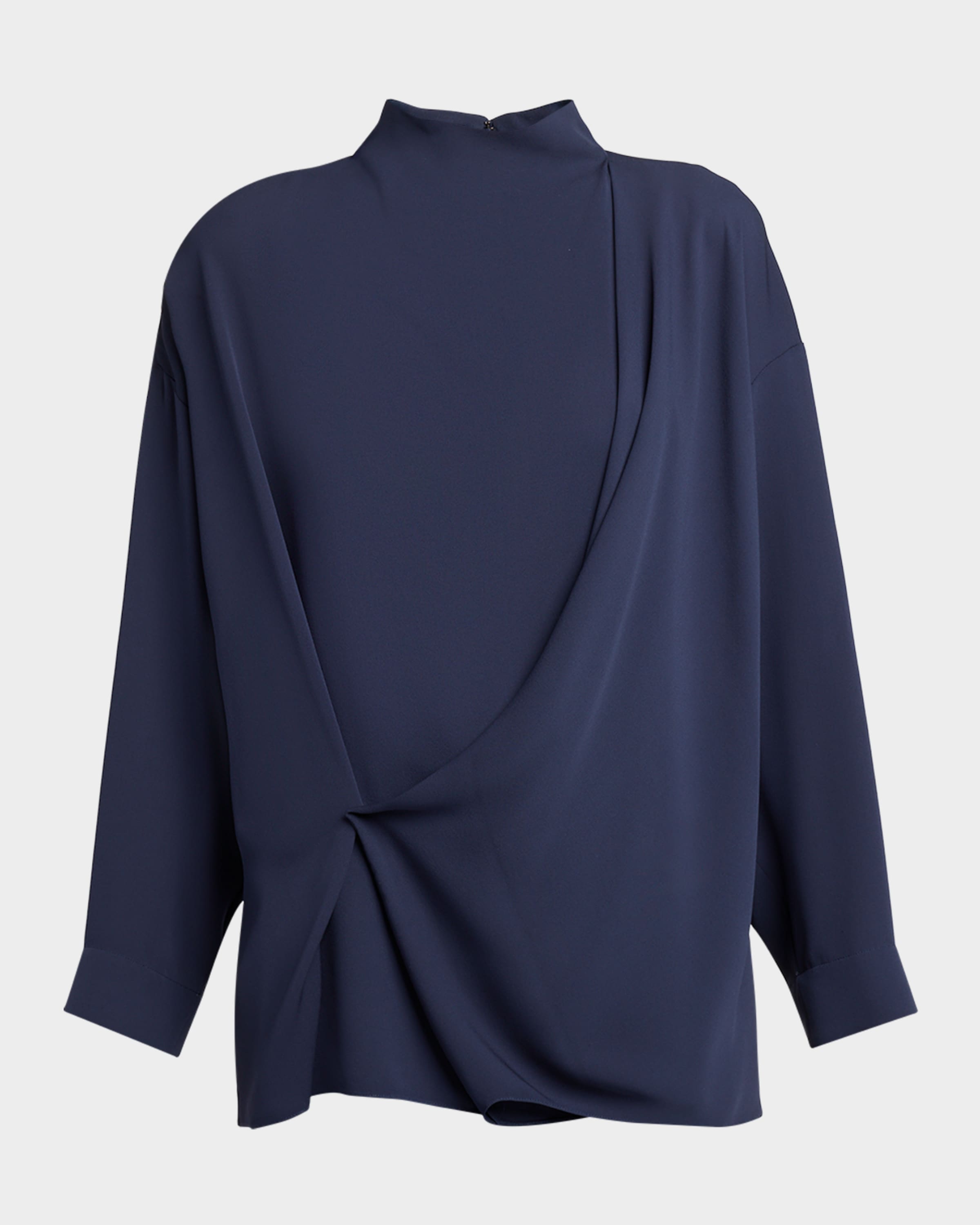 Giorgio Armani Draped Silk Georgette Shirt | Neiman Marcus