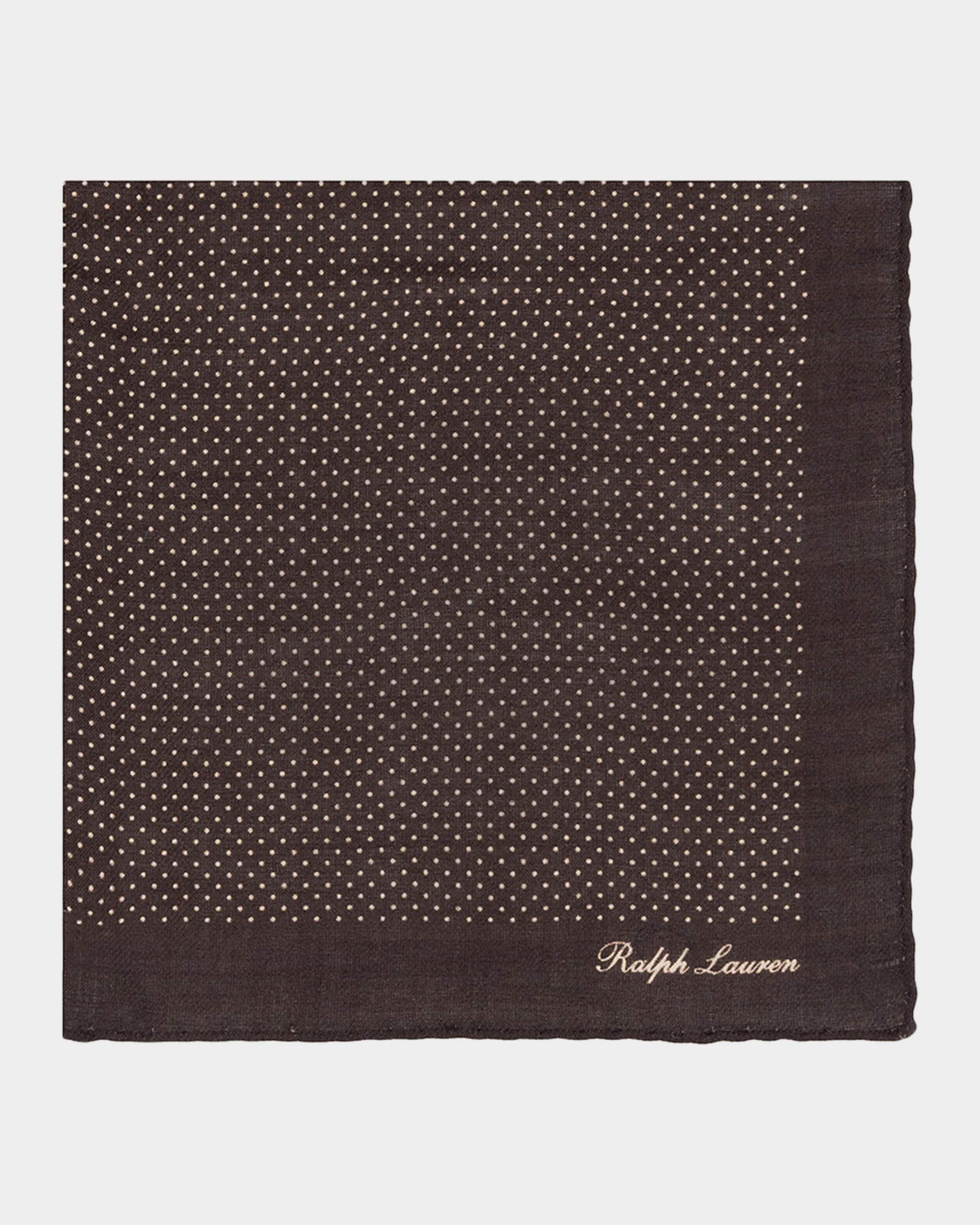 【新品】RALPH LAUREN PURPLELABELブラックレザーメモパッド Ralph Lauren Purple Label Men's Silk Polka Dot Logo Pocket Square