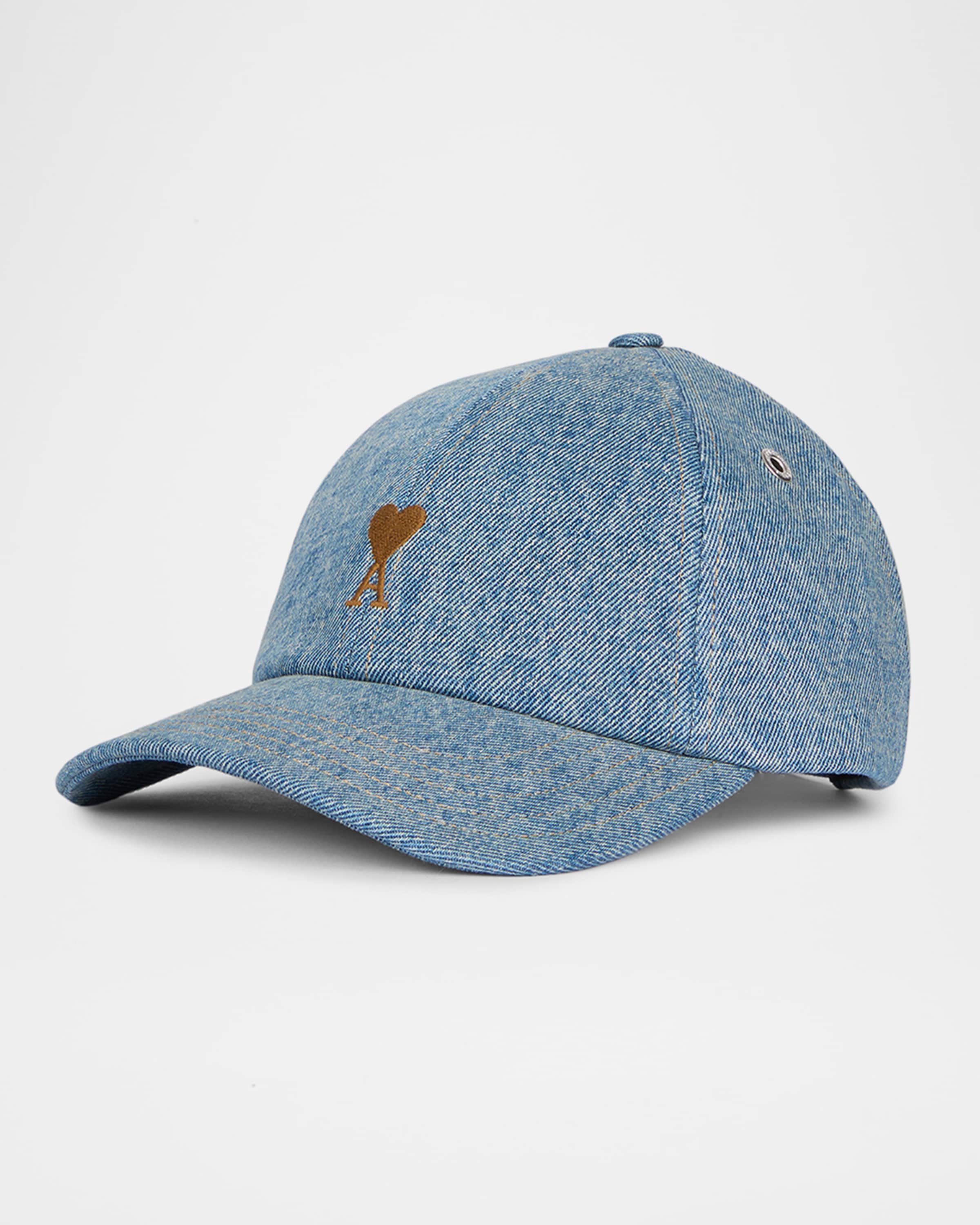 Ami Paris Men's Denim Ami De Coeur Embroidery Baseball Cap