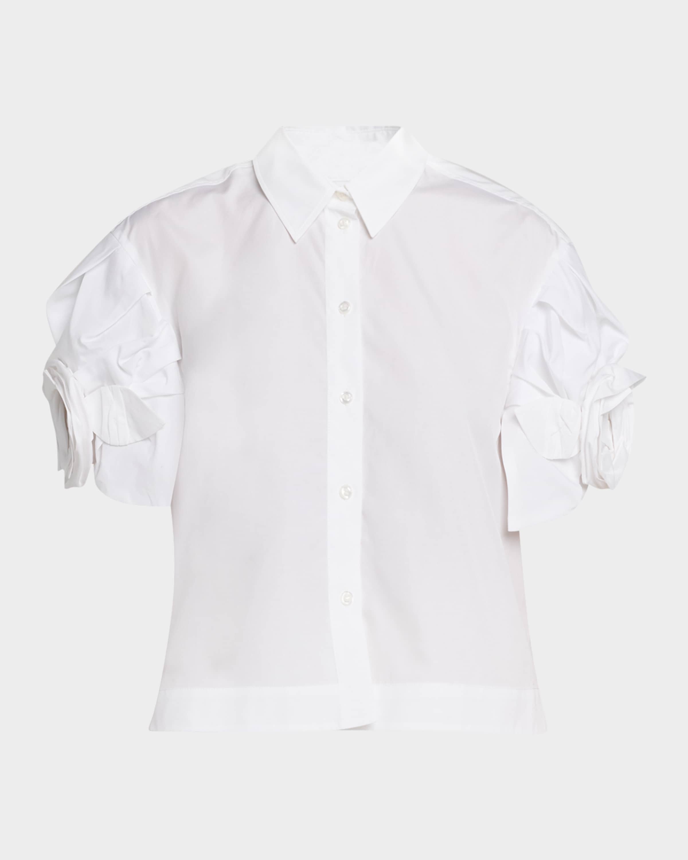 こ*ん様 Simone Rocha パフスリーブ ブラウス UK12サイズ Simone Rocha Rose Puff-Sleeve Crop Button-Down Shirt | Neiman Marcus