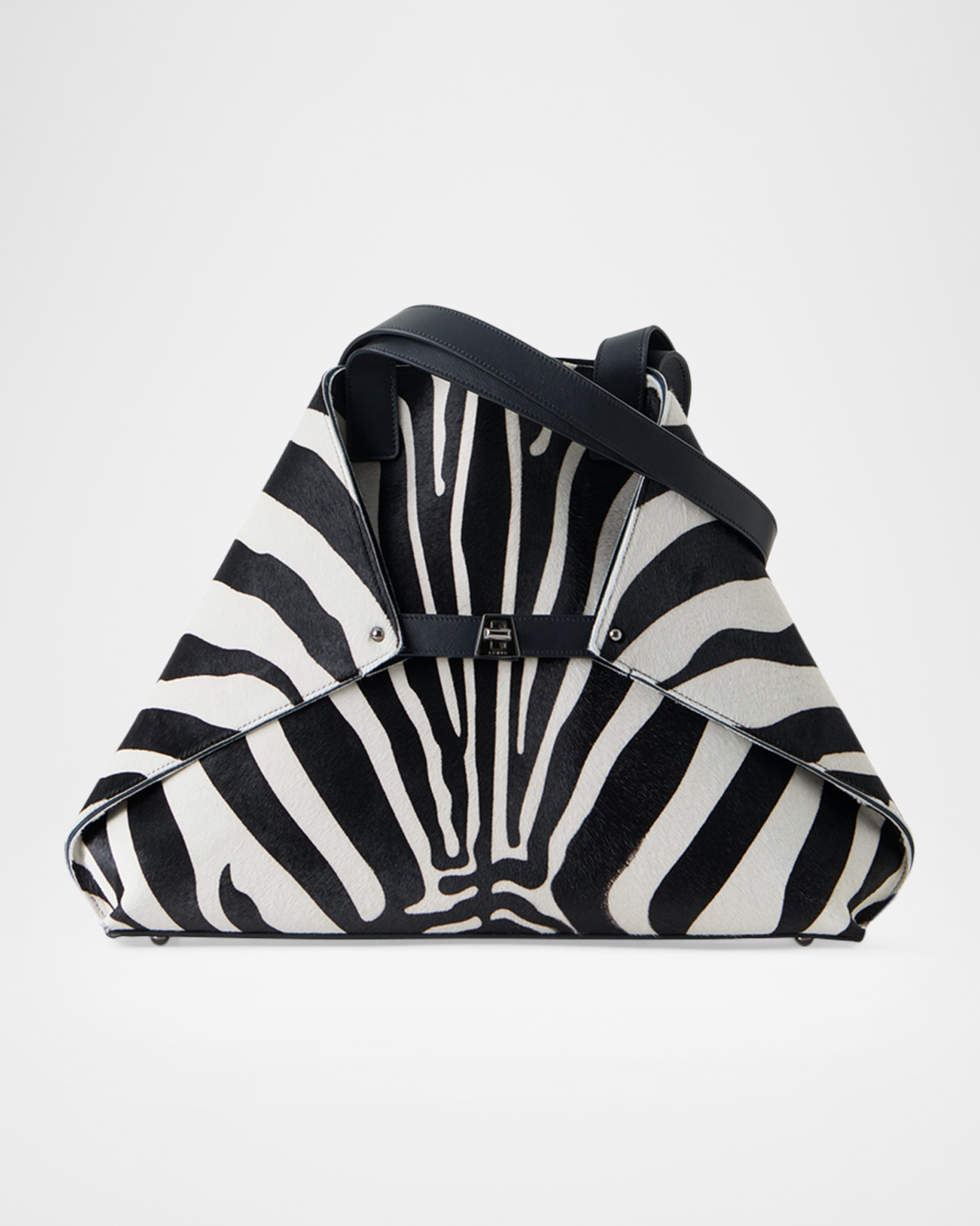 Akris Ai Medium Zebra-Print Top-Handle Tote Bag | Neiman Marcus