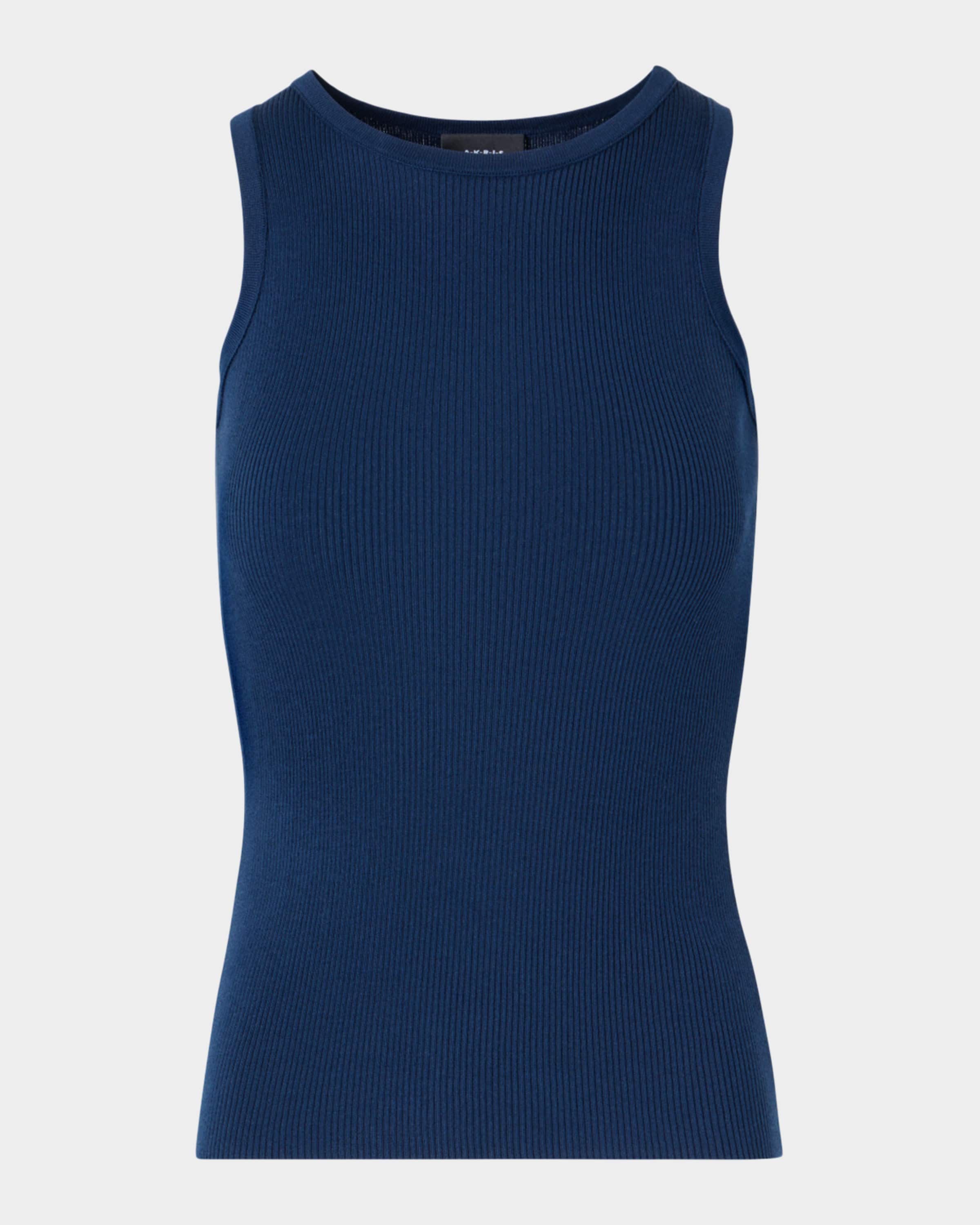 トップス ebure Silk Cotton Knit Sleeveless Top Akris Silk-Cotton Sleeveless Rib-Knit Top | Neiman Marcus