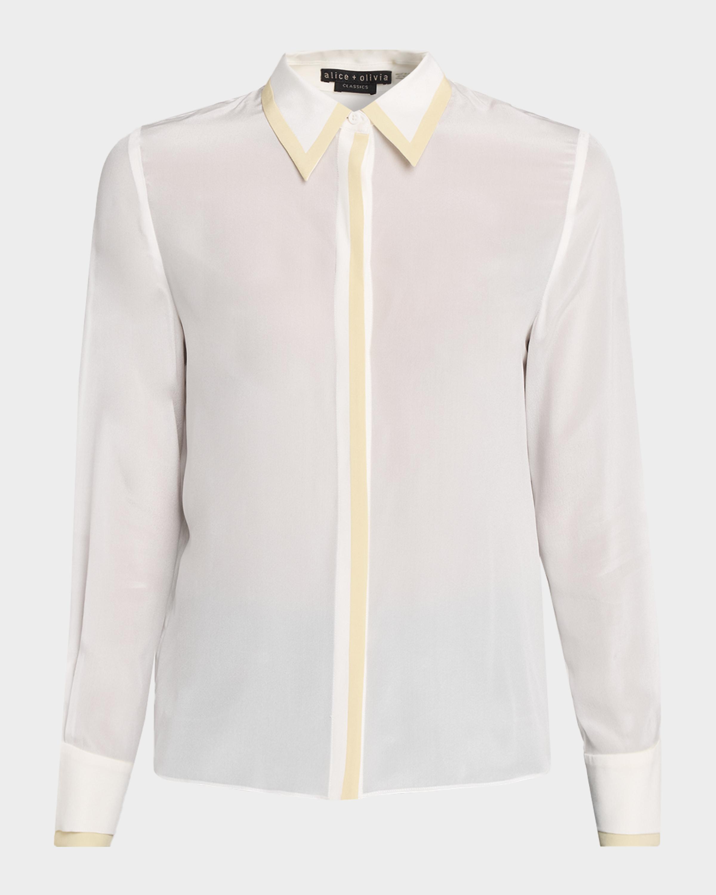 ALICE + OLIVIA Willa Placket Top | Neiman Marcus