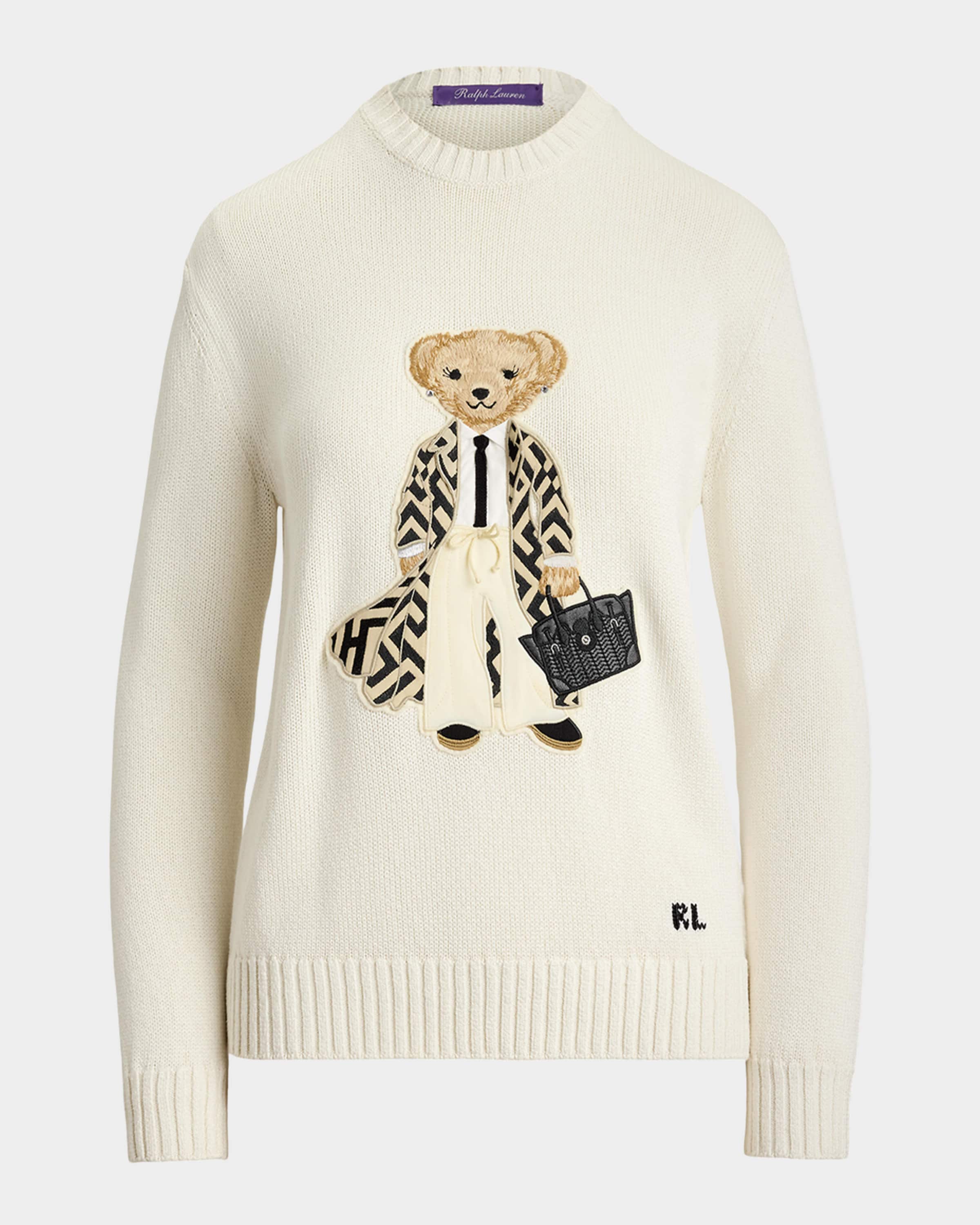 Polo Ralph Lauren クマ刺繍セーター XS アイボリー Ralph Lauren Collection Spring Polo Bear Silk Sweater | Neiman Marcus