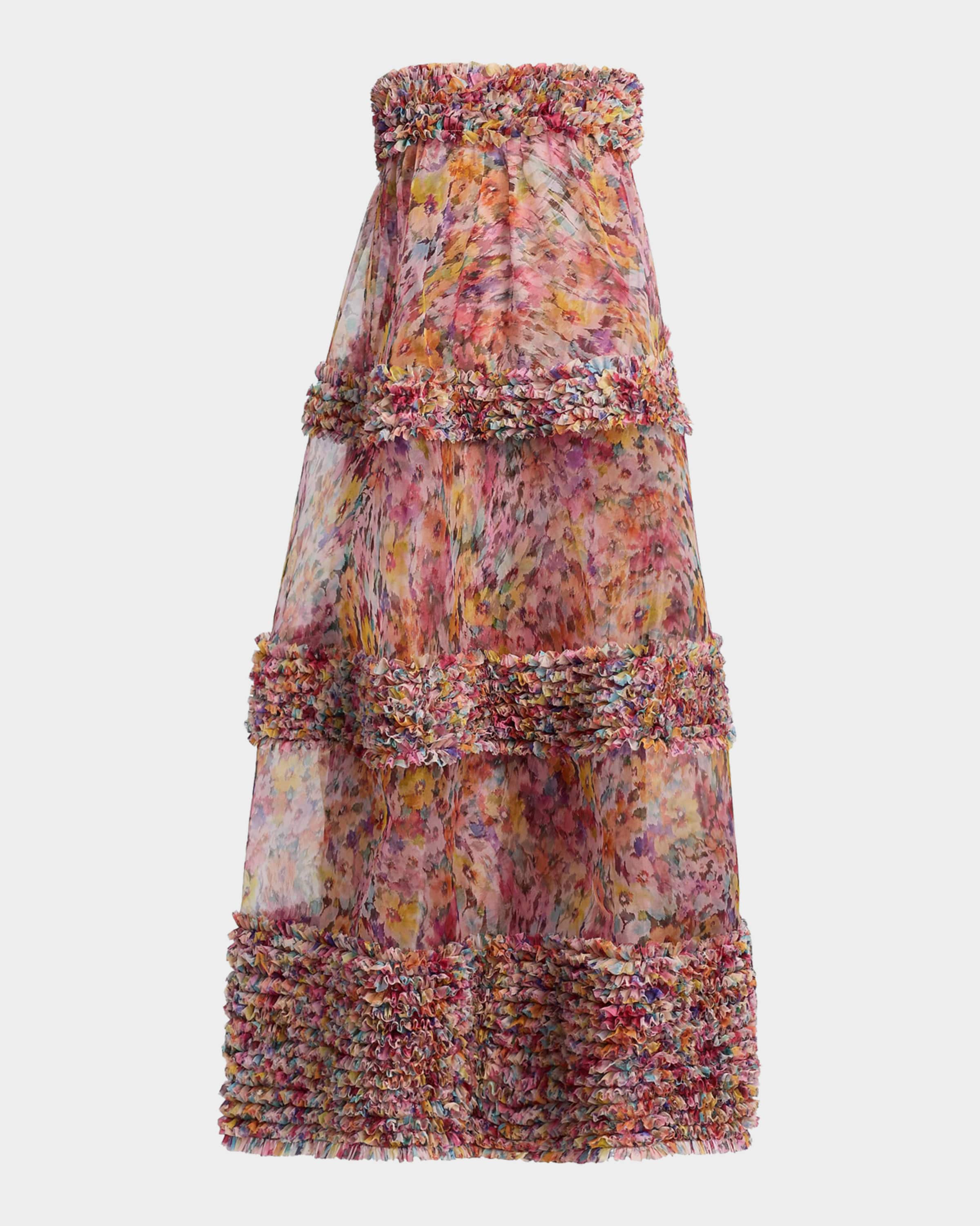 luna ruffle evening dress Luna Floral Ruffled Formal Dress main image 0