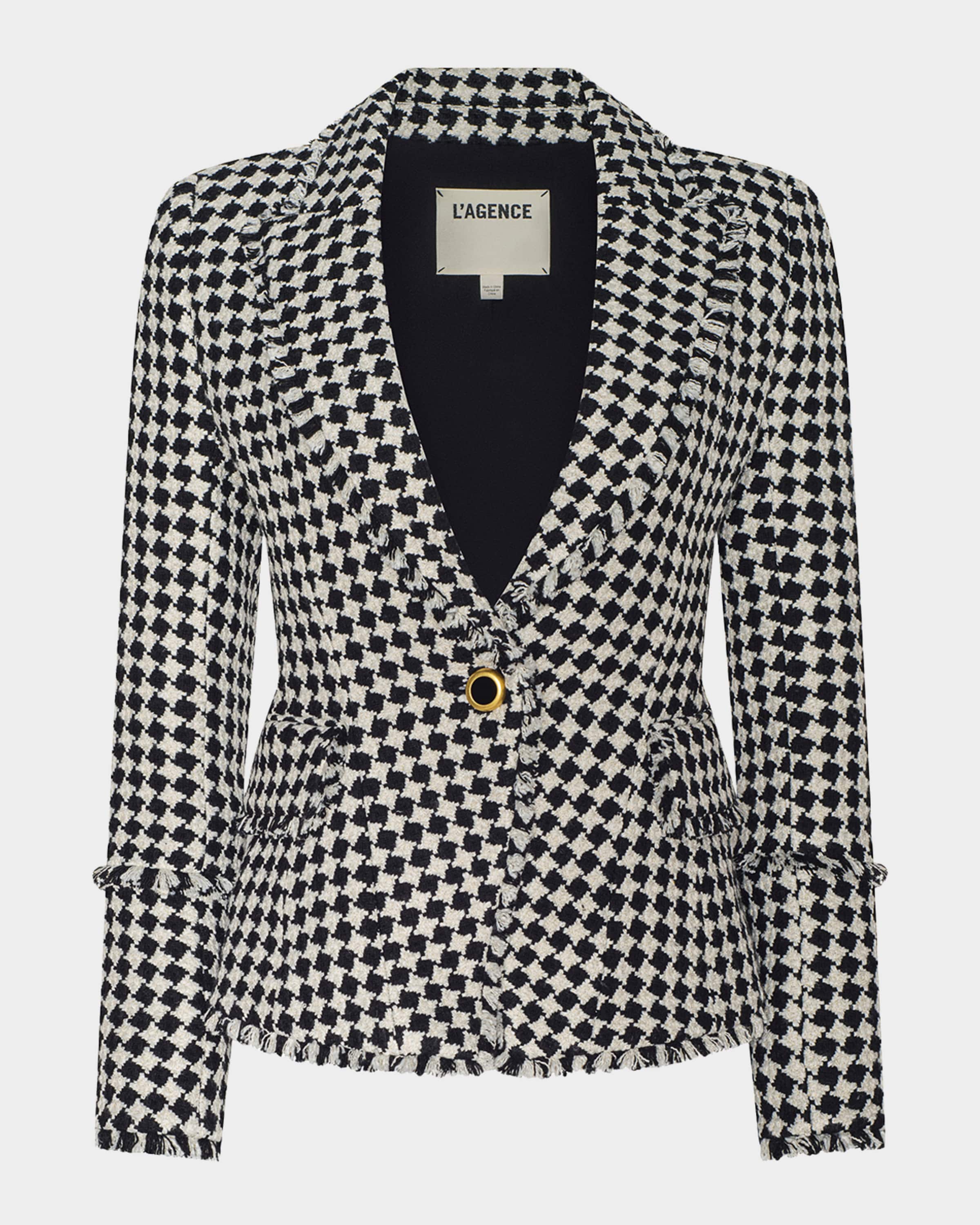 L'Agence Kaisley Diamond Textured Tweed Single-Breasted Blazer
