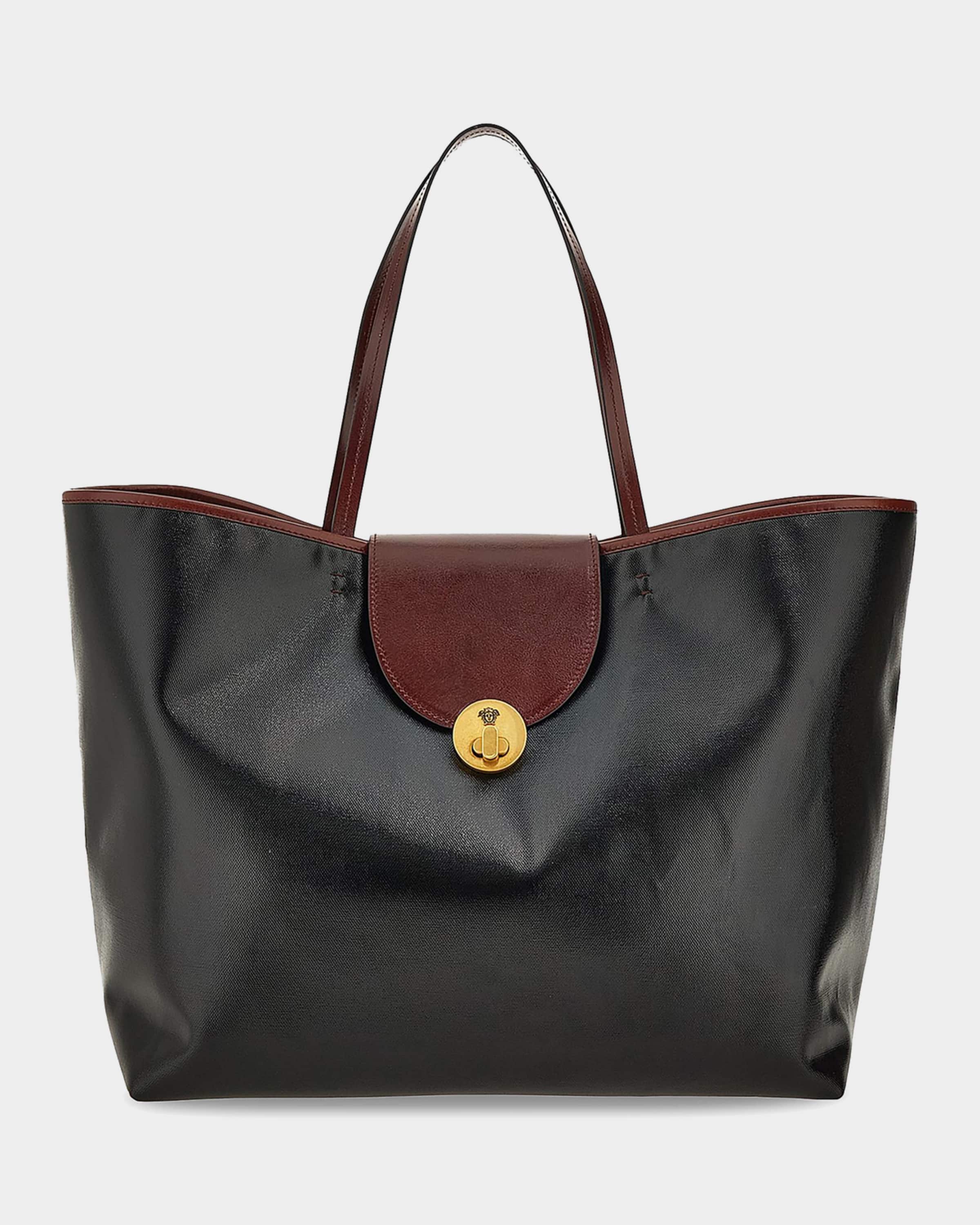 Versace Vivian Large Coated Canvas Leather-Trim Tote Bag | Neiman