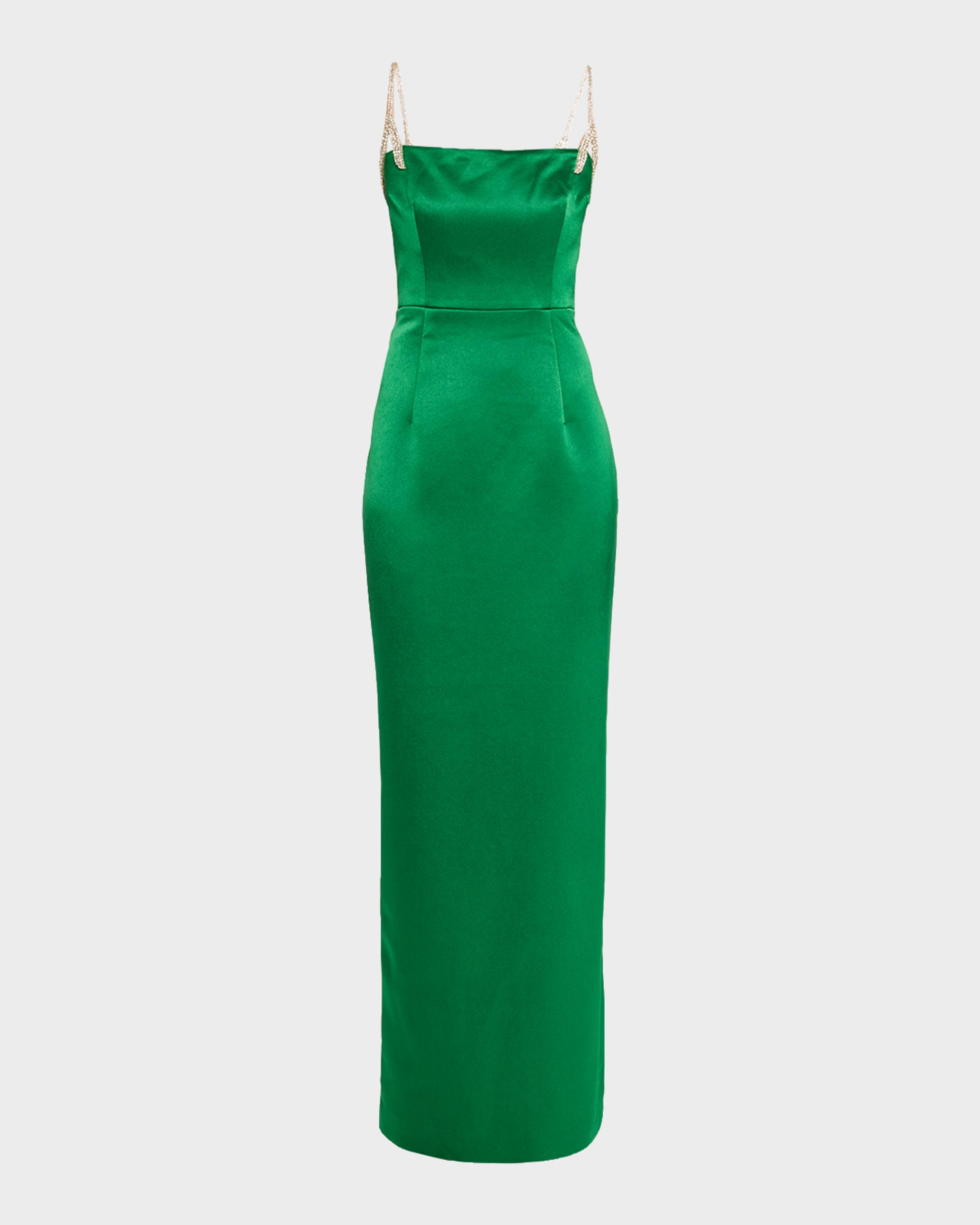 rachel green dresses online Gilbert Leora Crystal Strap Satin Column Gown belgian