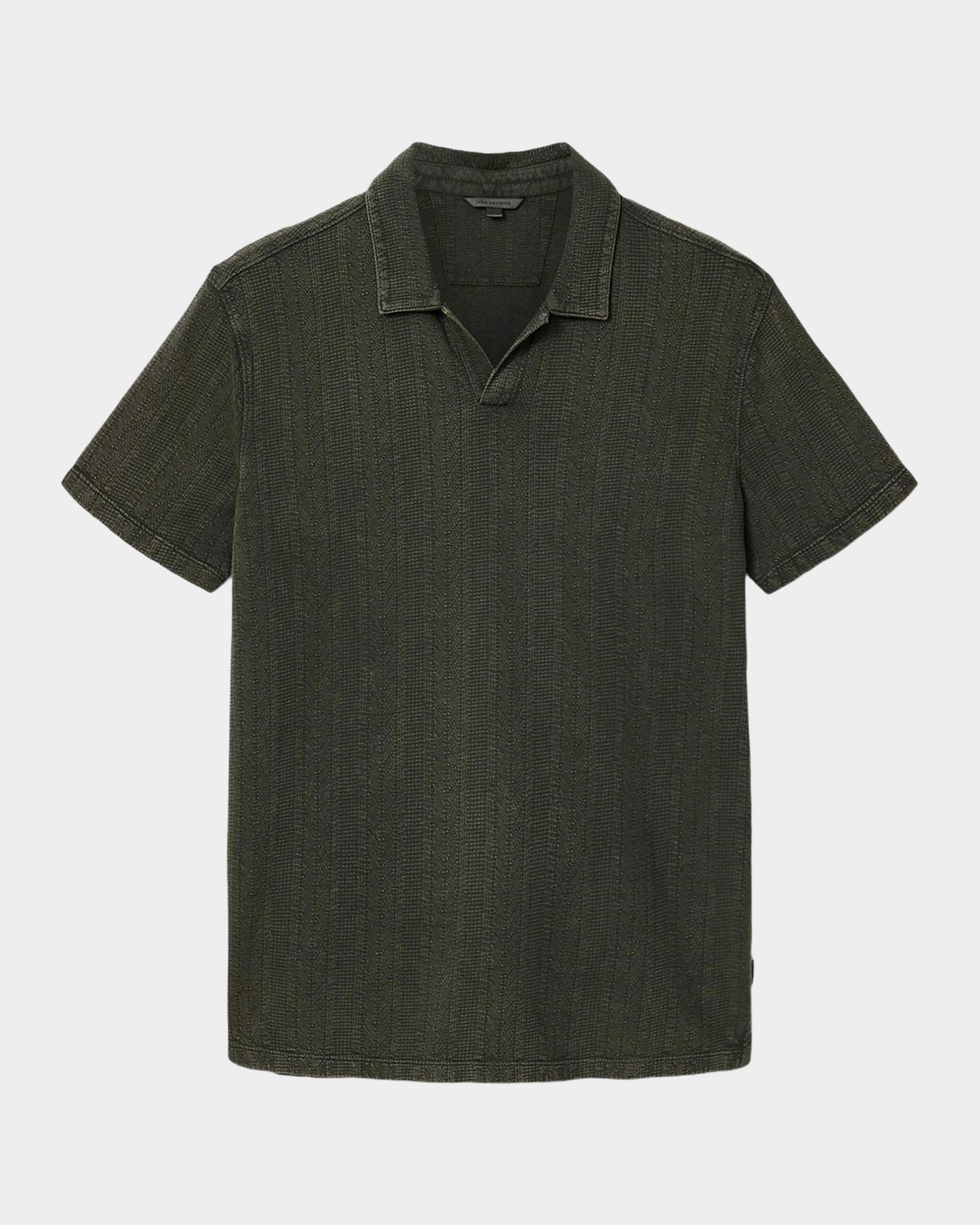 John Varvatos Men's Zion Garment-Dyed Jacquard Polo Shirt | Neiman