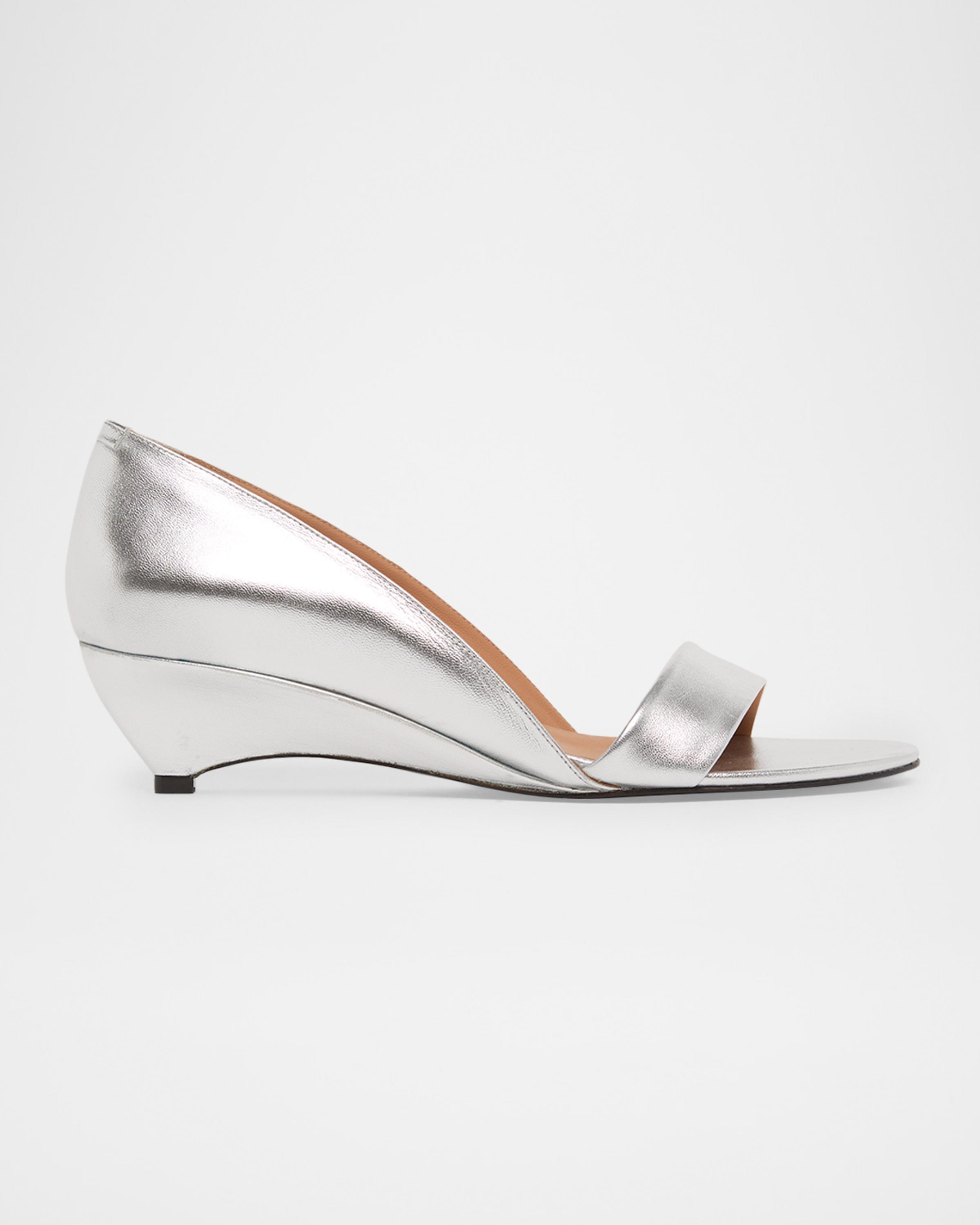 Jil Sander 35mm Metallic Leather Wedge Sandals | Neiman Marcus