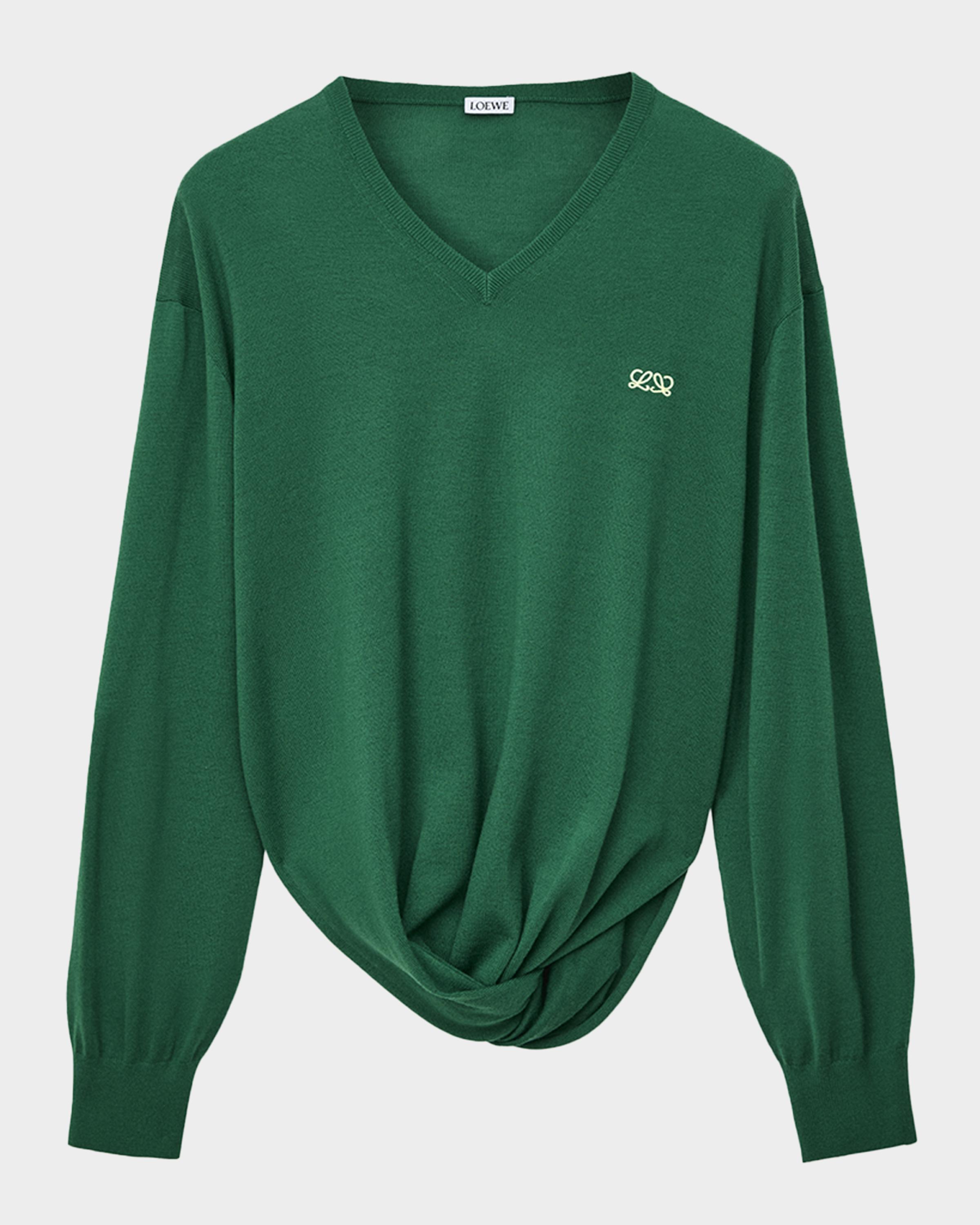 LOEWE Draped V-Neck Sweater | Neiman Marcus