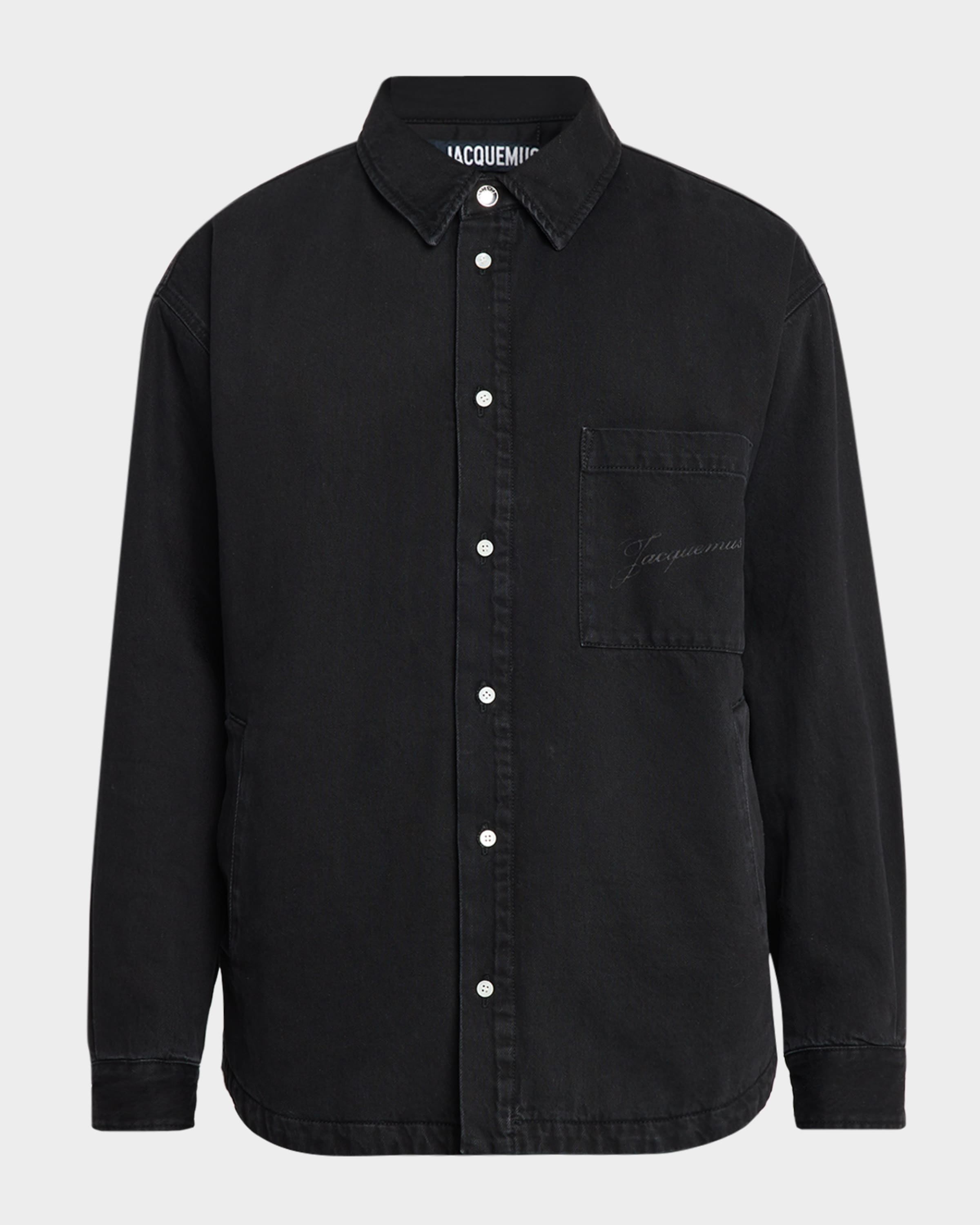 Jacquemus ジャックムス 23SS 中綿 シャツ ジャケット 46 Jacquemus Men's La Chemise Black Denim Button-Down Shirt | Neiman