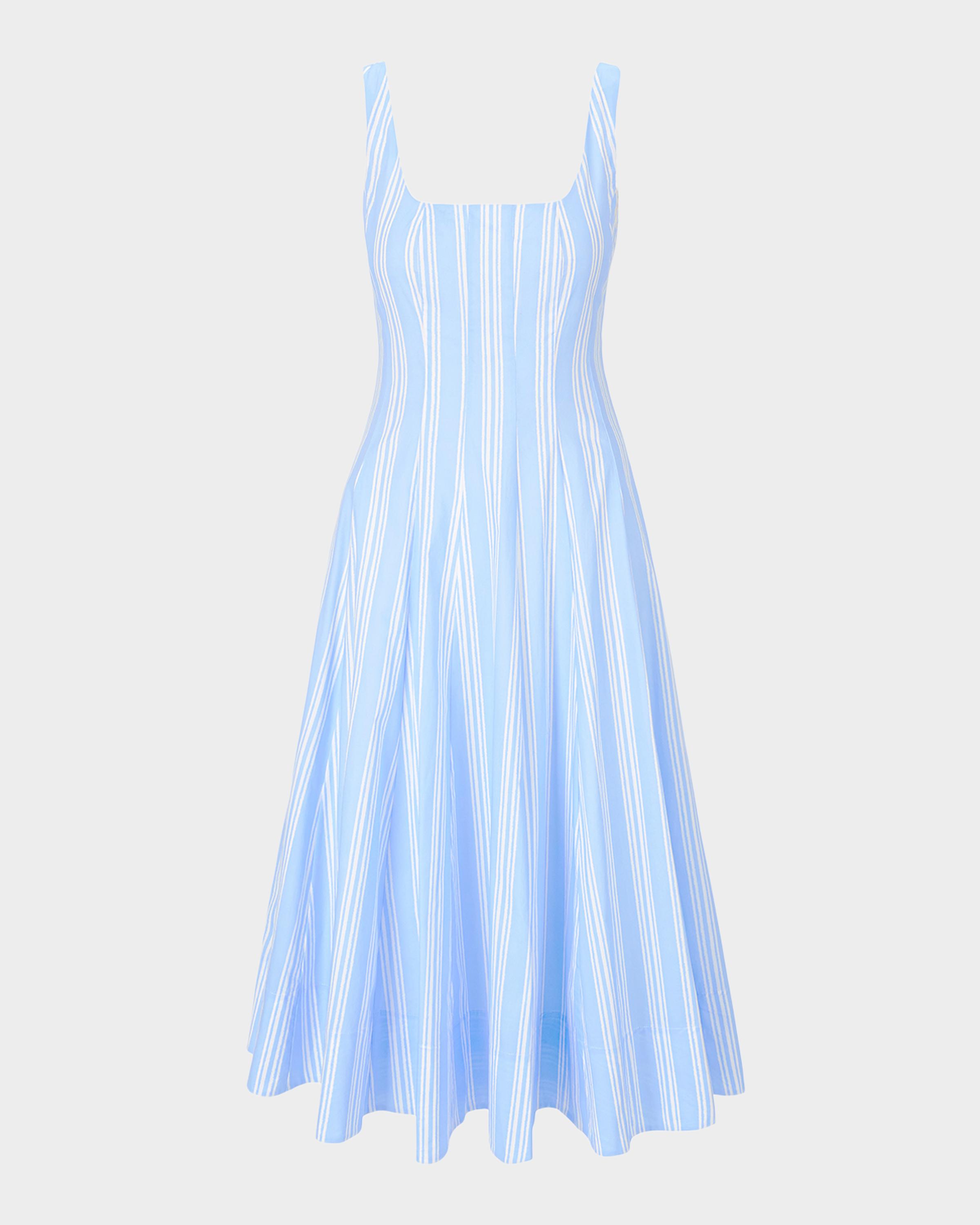STAUD, Wells Dress in Ventura Stripe, Size 0
