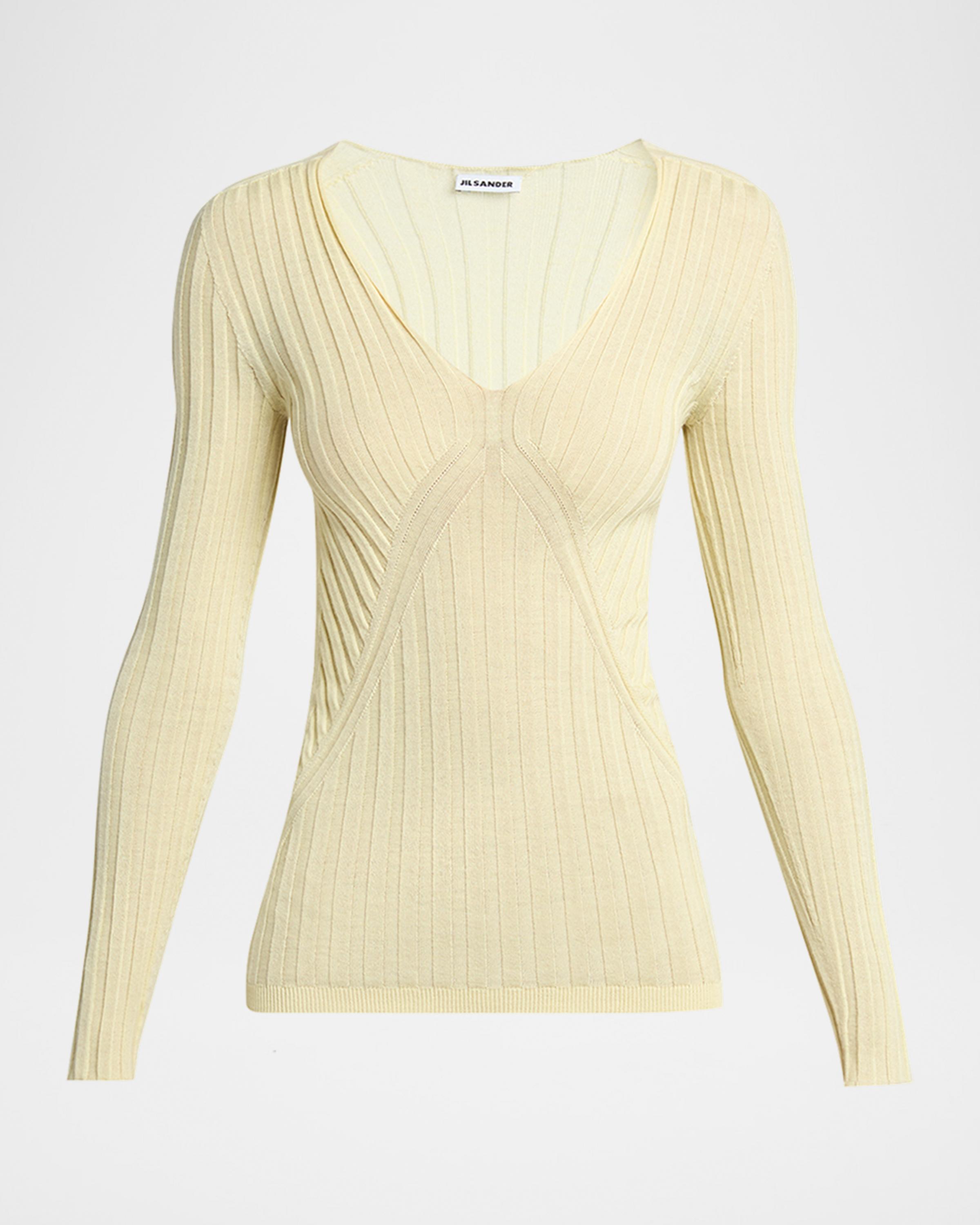 Jil Sander Cashmere-Silk V-Neck Sweater | Neiman Marcus