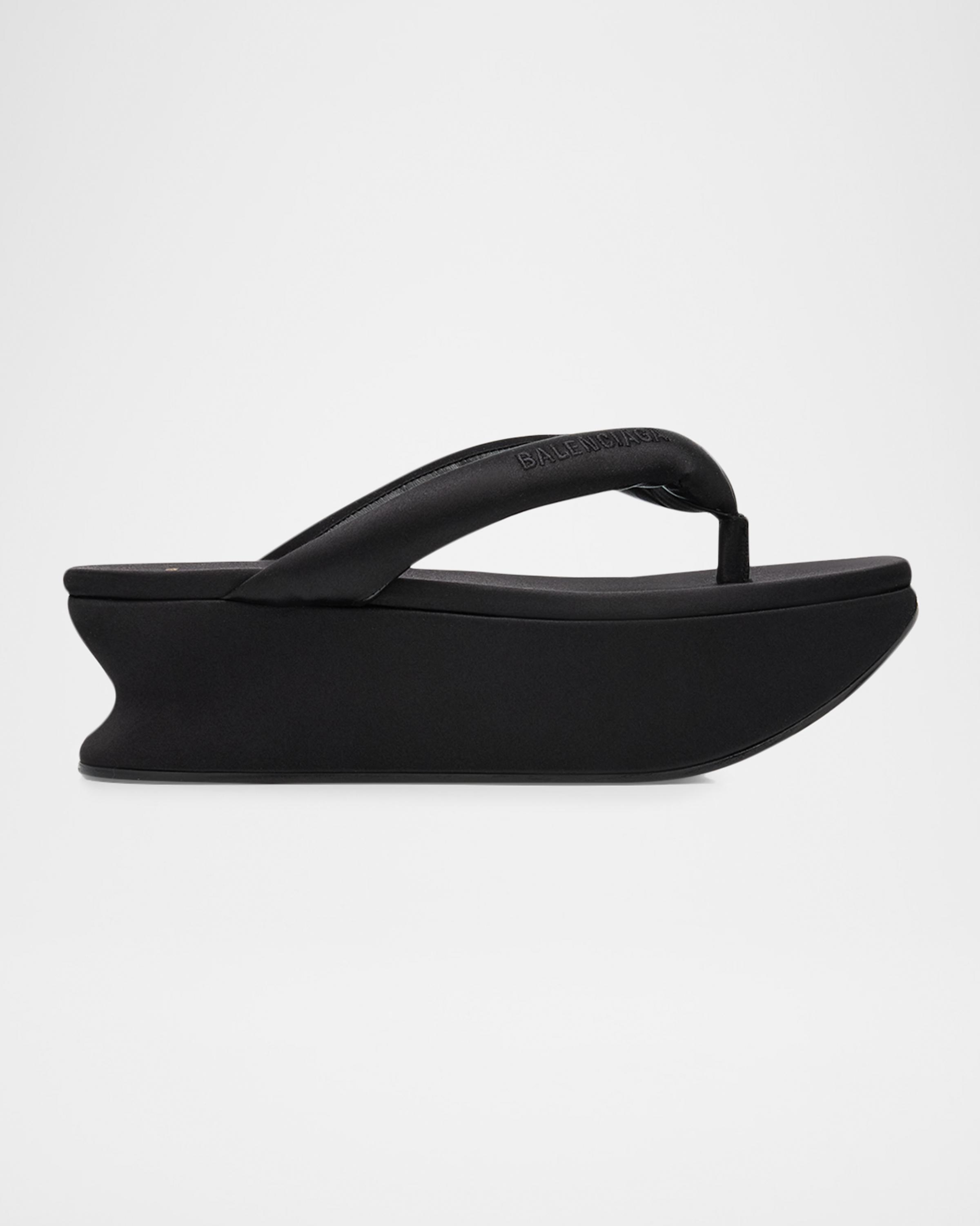 Balenciaga 90mm Gaeta Satin Platform Thong Sandals | Neiman Marcus