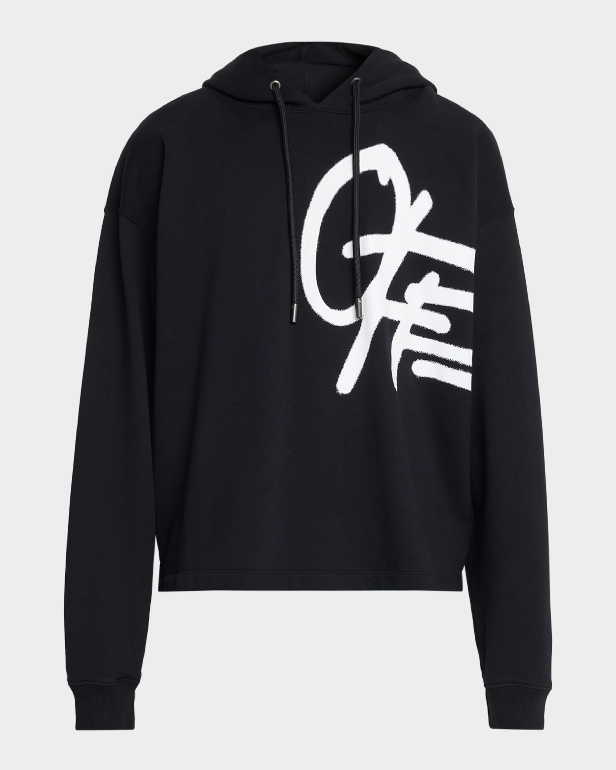 Off-White Men's Graffiti Logo Oversized Cotton Hoodie | Neiman Marcus