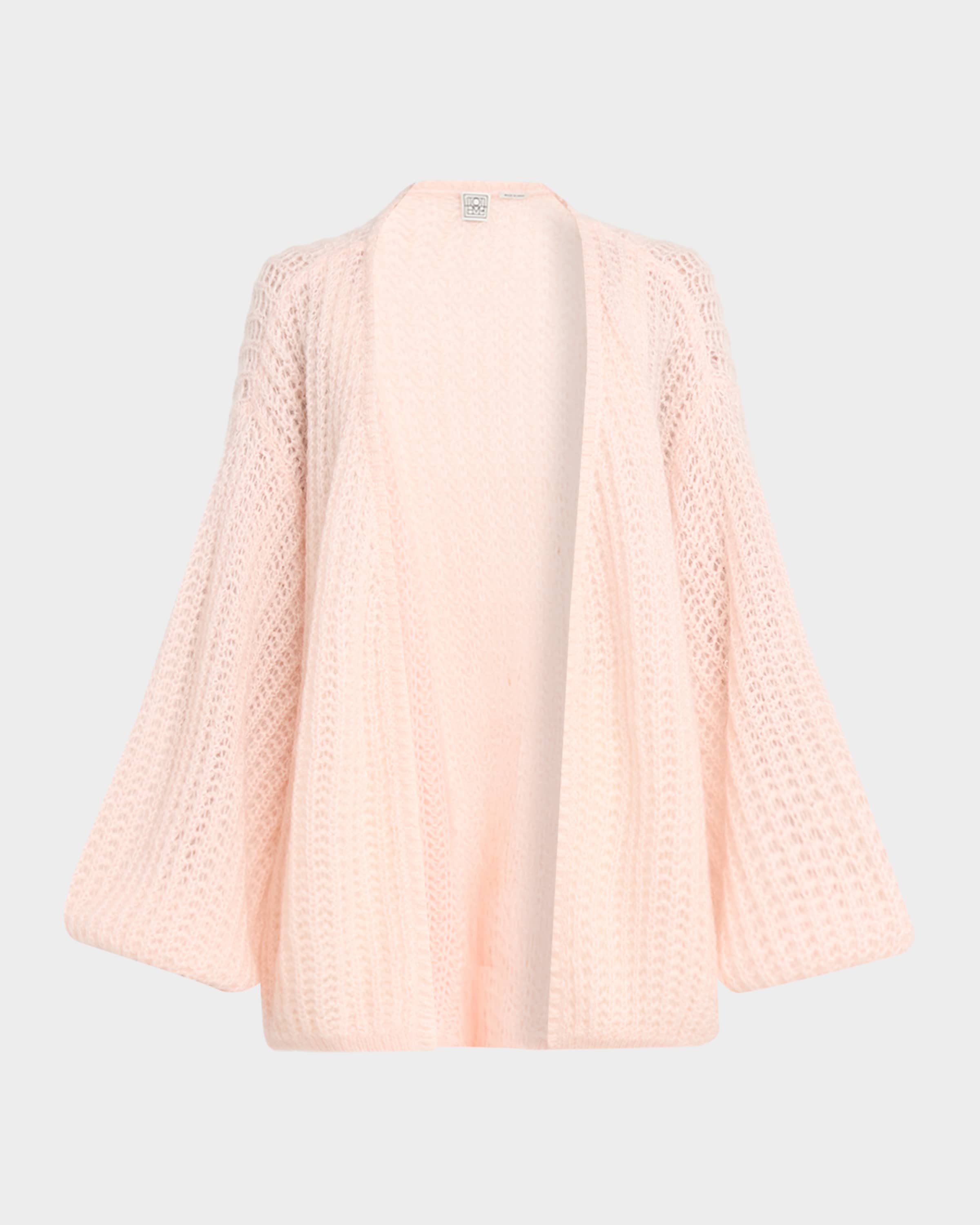 Toteme Balloon-Sleeve Mohair Open Knit Puffed Cardigan | Neiman Marcus