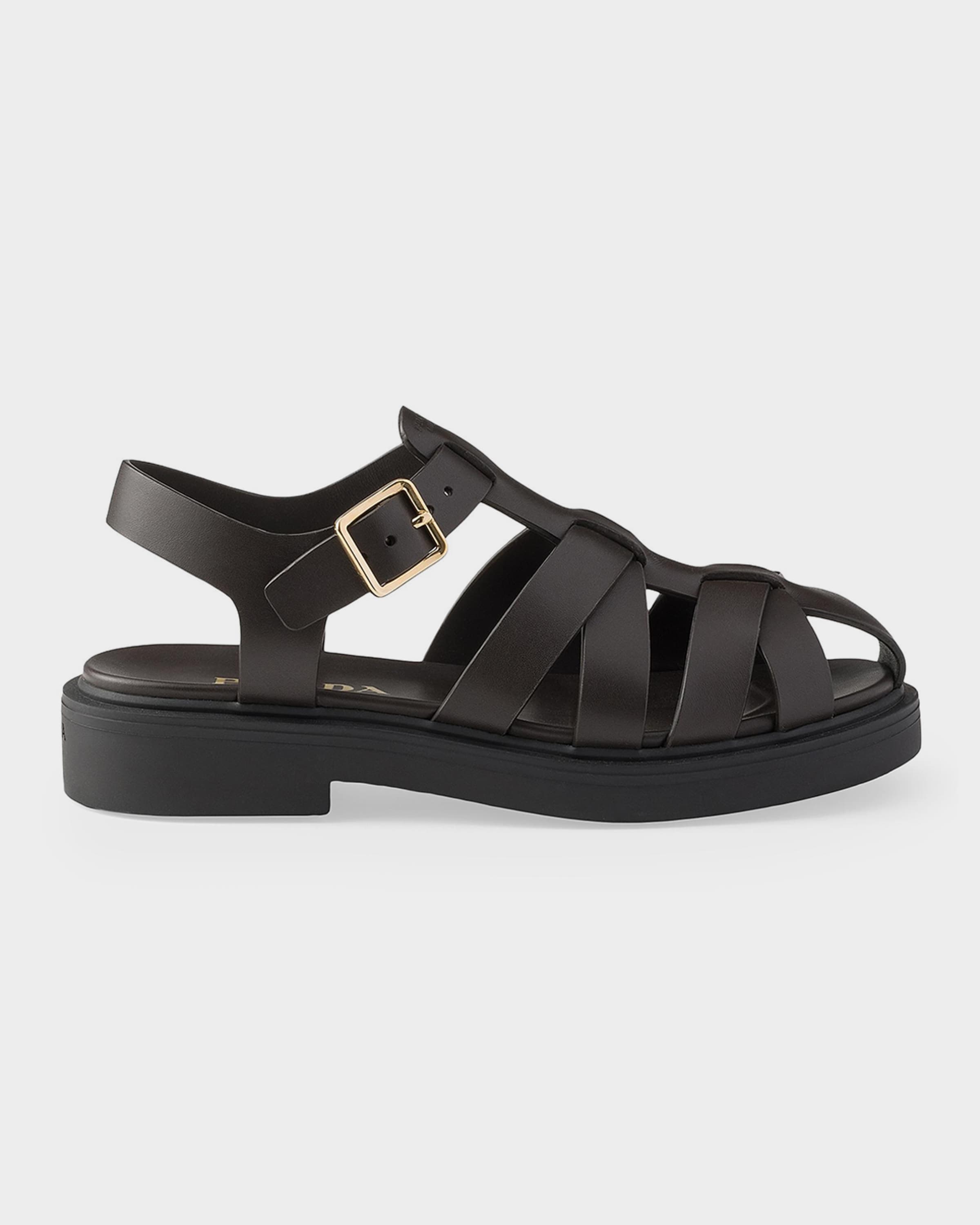 Prada Leather Fisherman's Sandals | Neiman Marcus