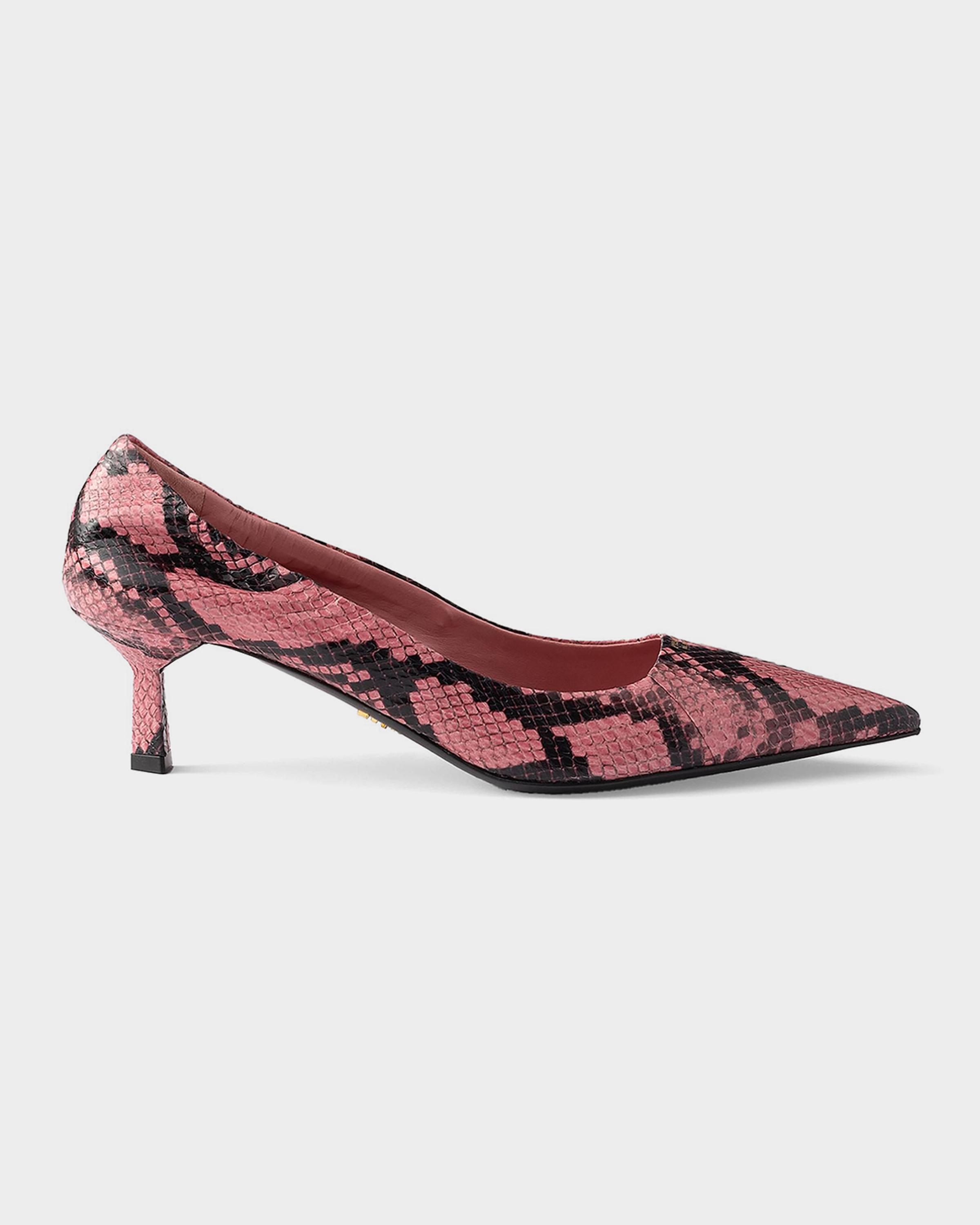 Prada 55mm Printed Ayers Snakeskin Leather Pumps | Neiman Marcus