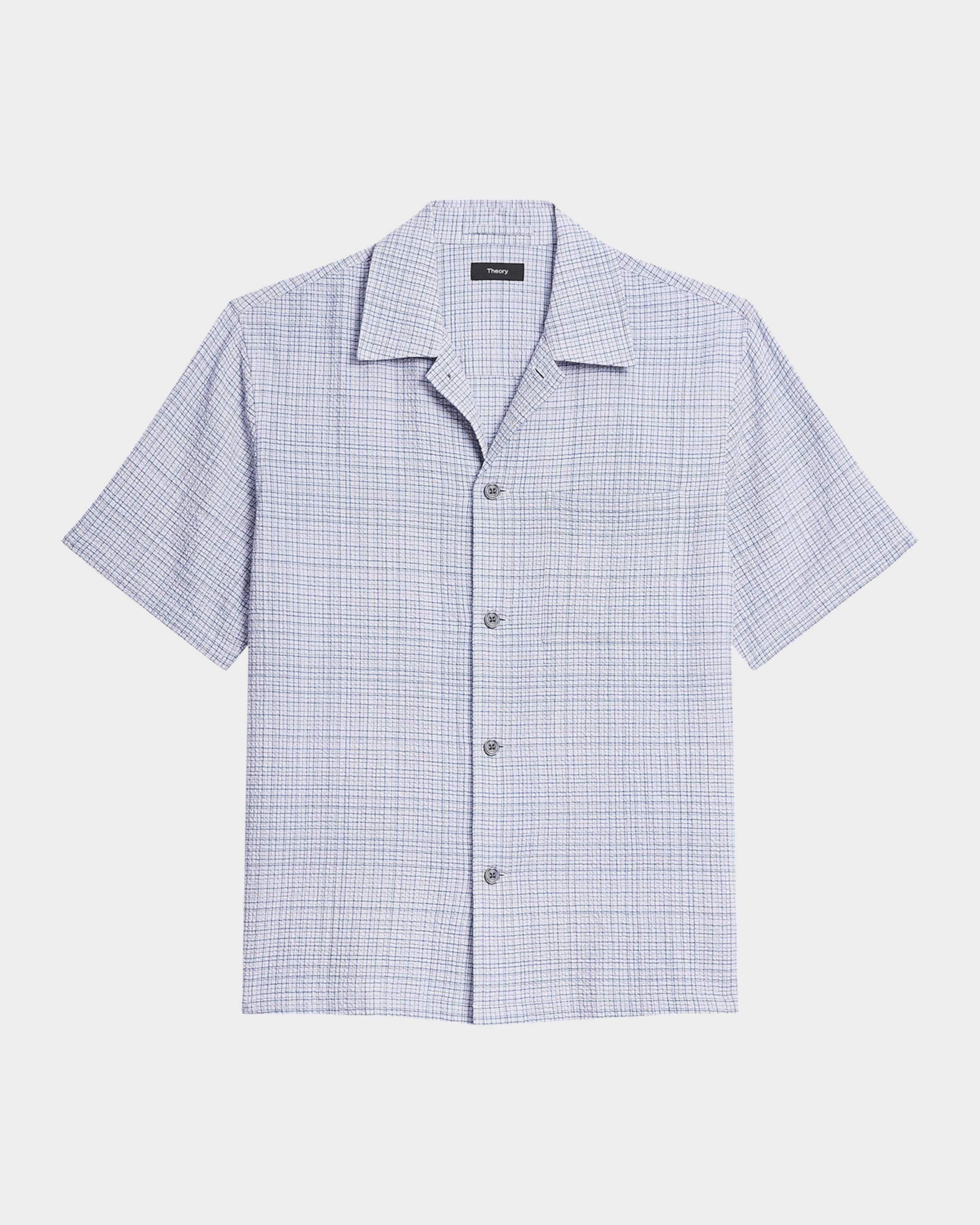 Theory Men's Textured Cotton Crosshatch Short-Sleeve Shirt