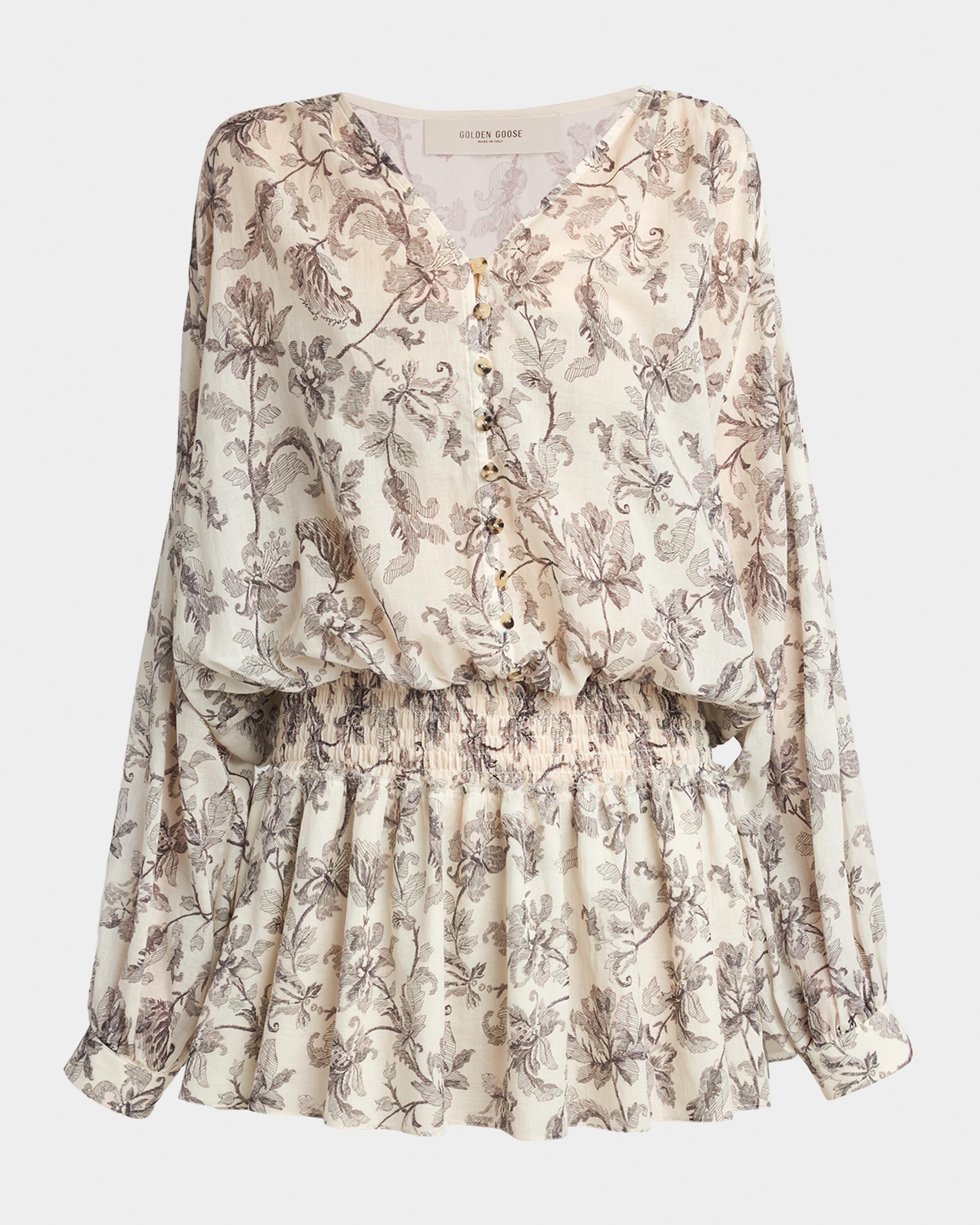 golden goose dress Journey Long Bone White/Black Inspired by the electric energy of the Nineties Women's gray T-shirt dress with