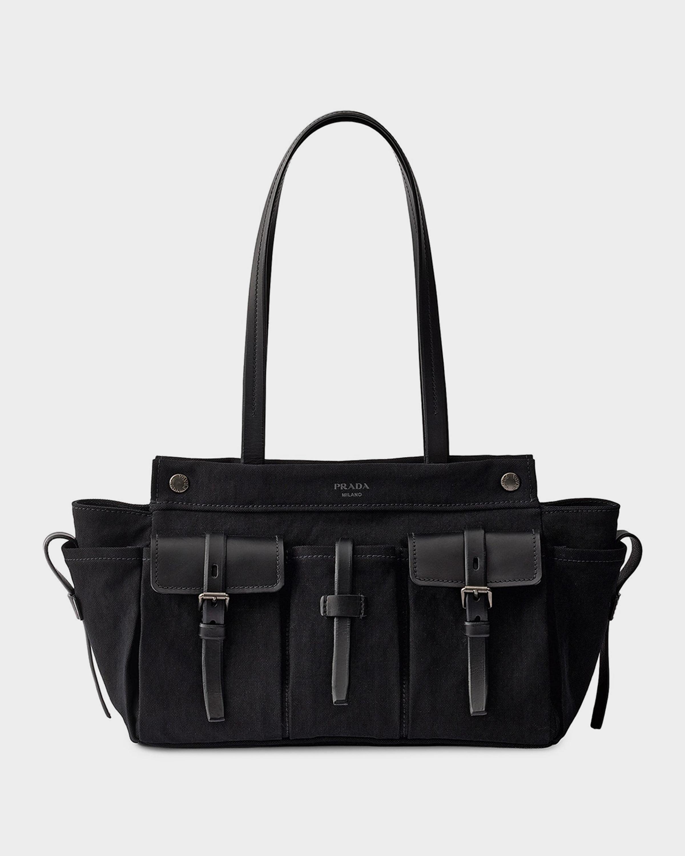 Prada Route Large Canvas and Leather Tote Bag | Neiman Marcus